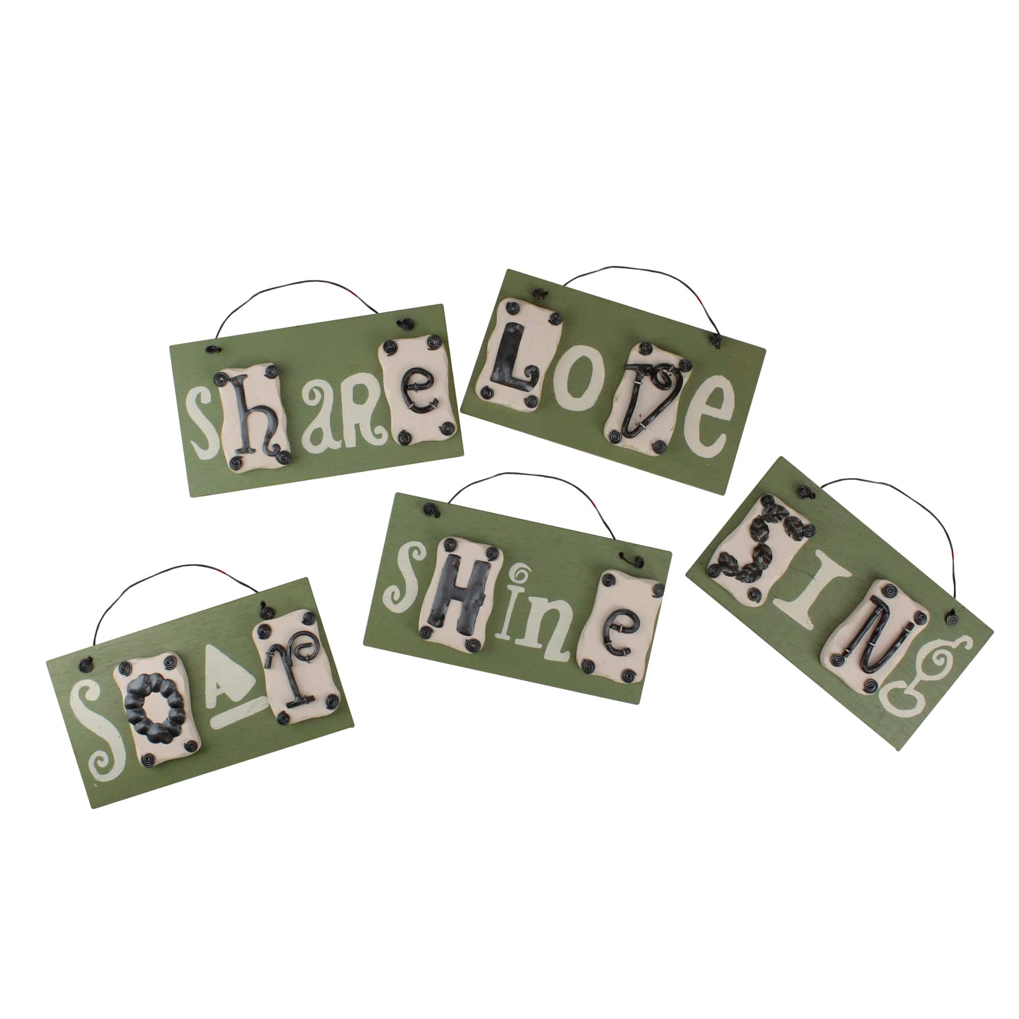 Better Homes &#x26; Gardens&#xAE; Ivory &#x26; Green Inspirational Home Wall Plaque Set