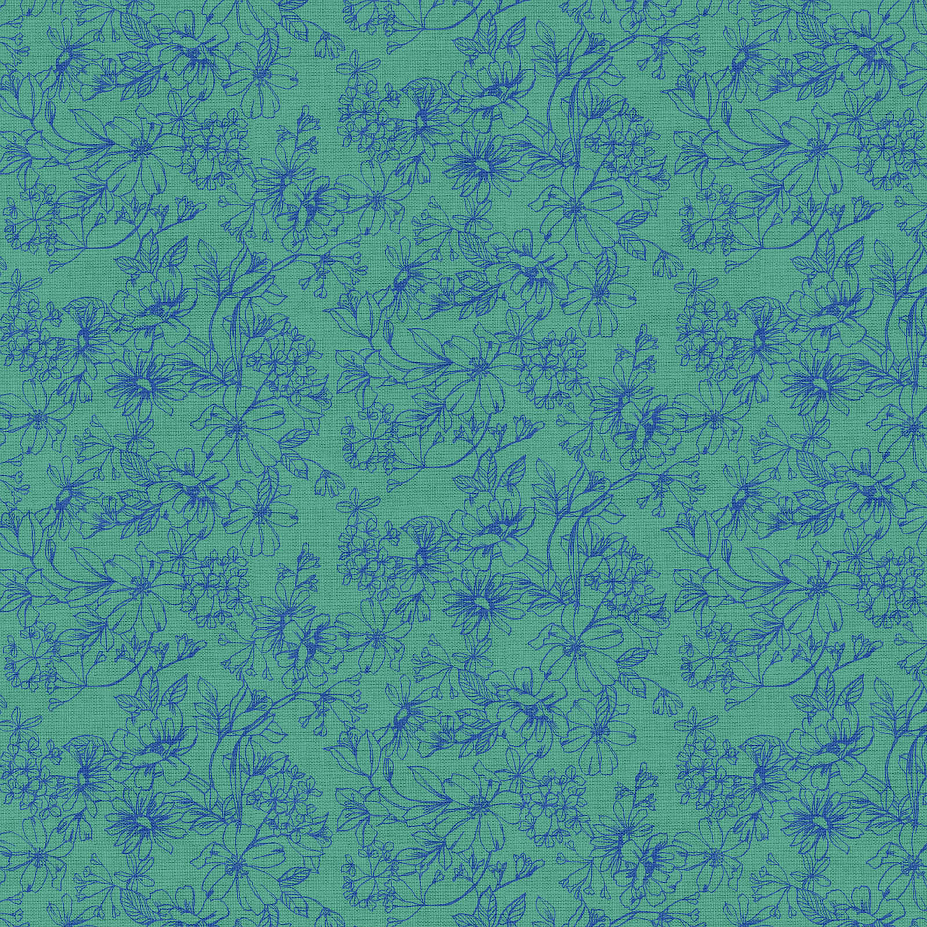 Fabric Editions Turquoise Floral Cotton Fabric