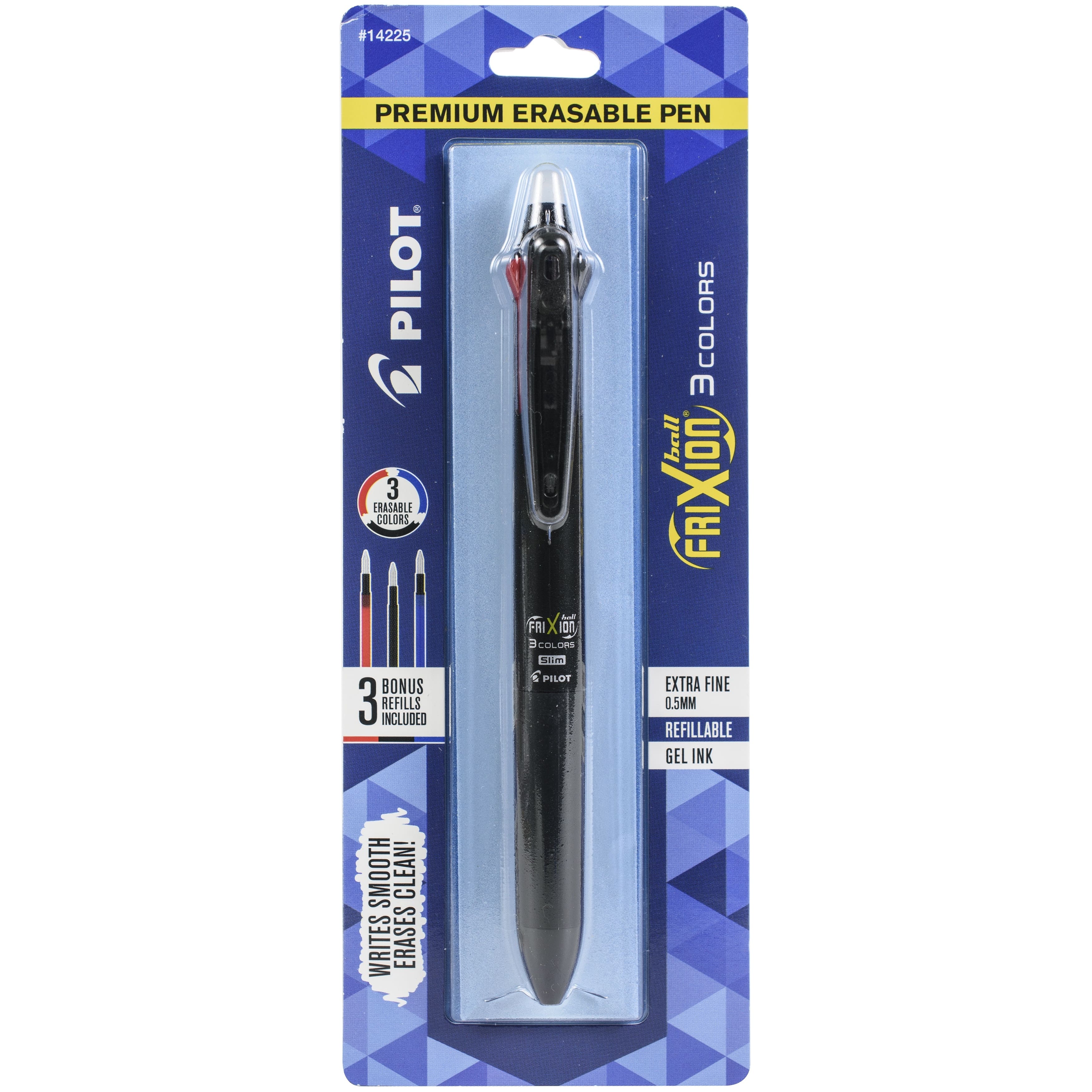 Pilot FriXion Ball 3 Multi-function Erasable Gel Pen Fine Point Black/Blue/Red Inks White Barrel Single Pen (14228)