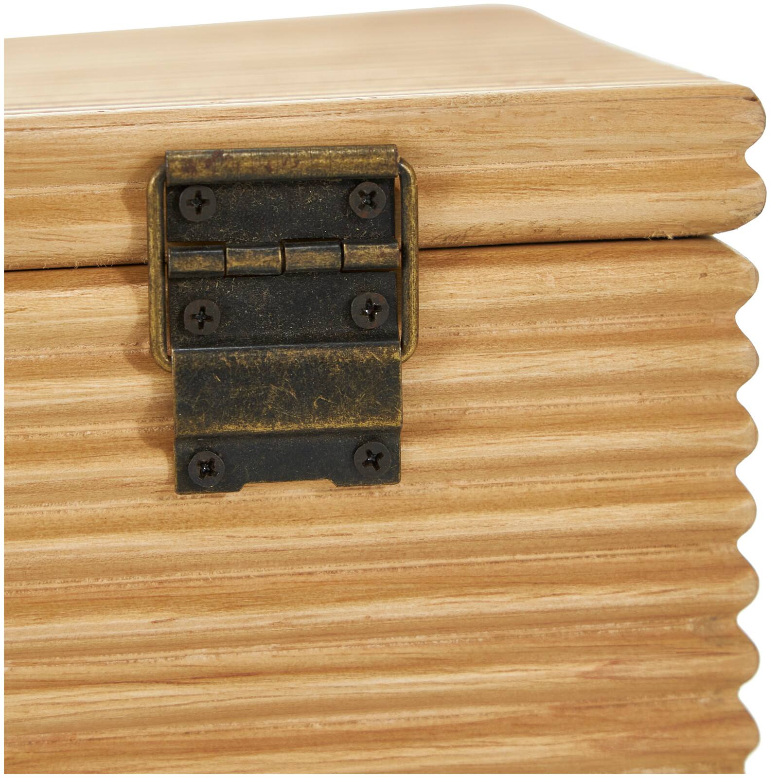 Light Brown Wood Carved Linear Box Set