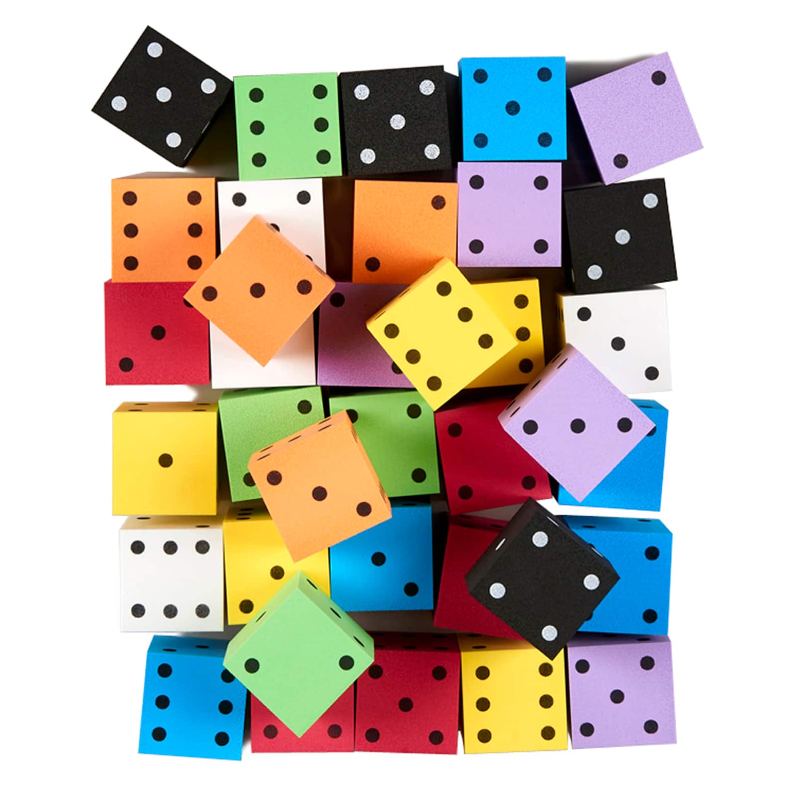 2" Foam Spot Dice, Assorted Colors, Bag of 36