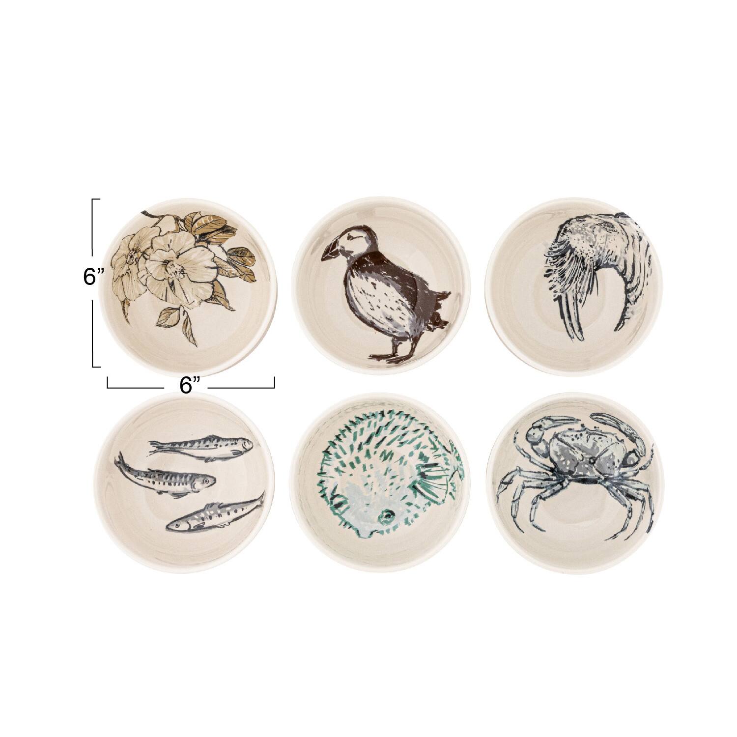 Hello Honey® 6" Sea Animal Designs Stoneware Cereal Bowl Dinnerware Set