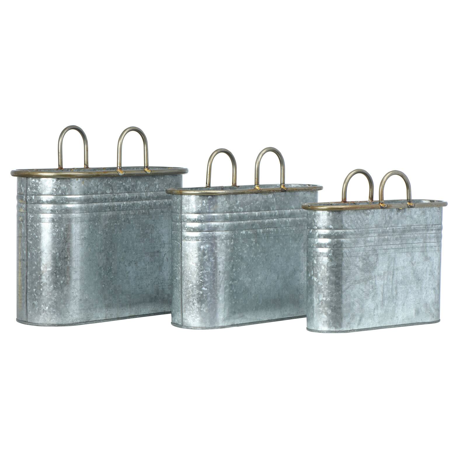 Silver Galvanized Metal Containers with Handles Set Michaels