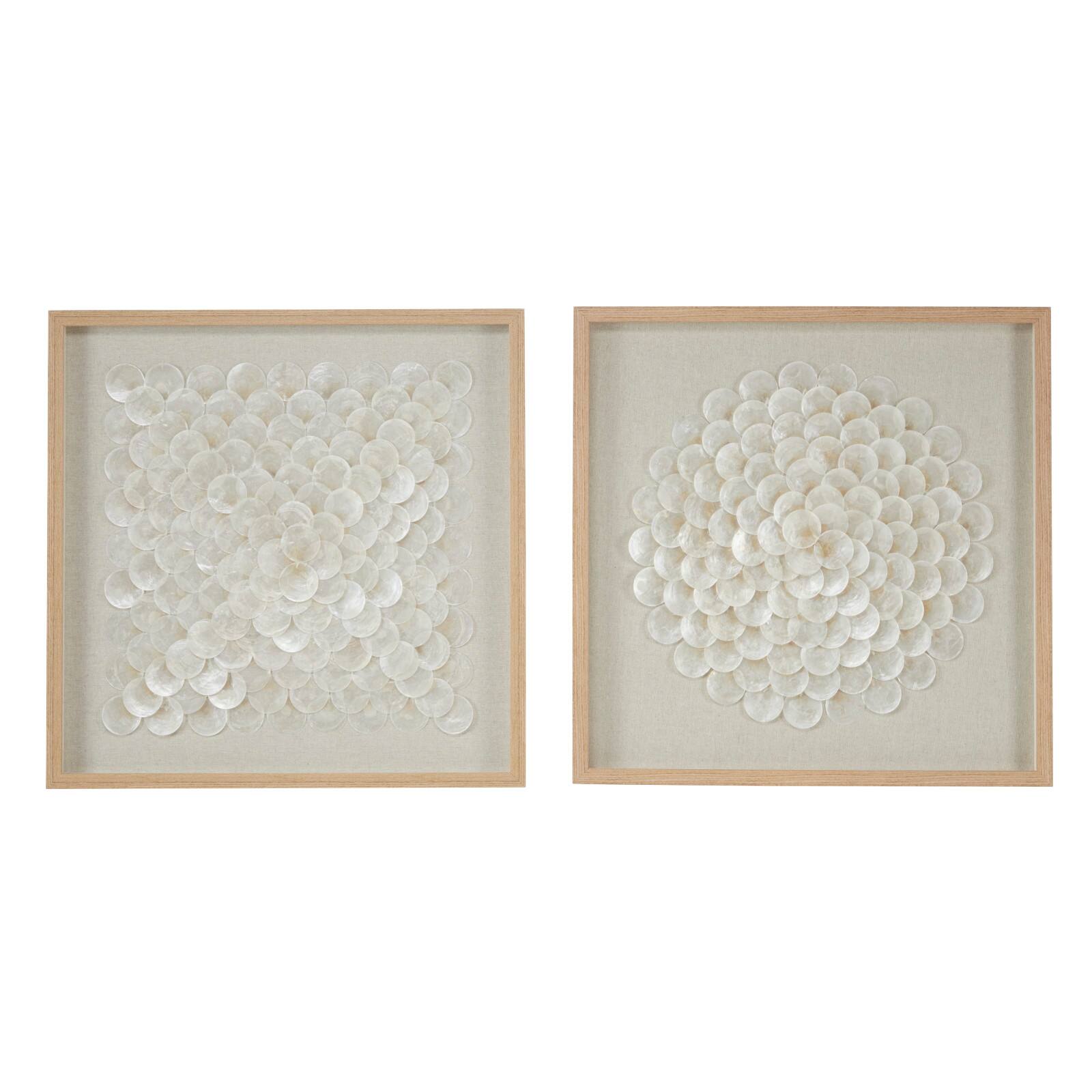 Set of 2 Brown Plastic Coastal Shadow Box, 20" x 20"