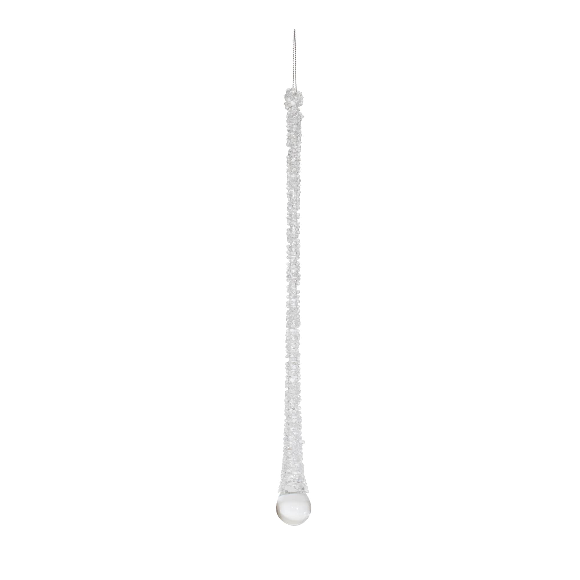 Clear Beaded Glass Icicle Drop Ornaments Set