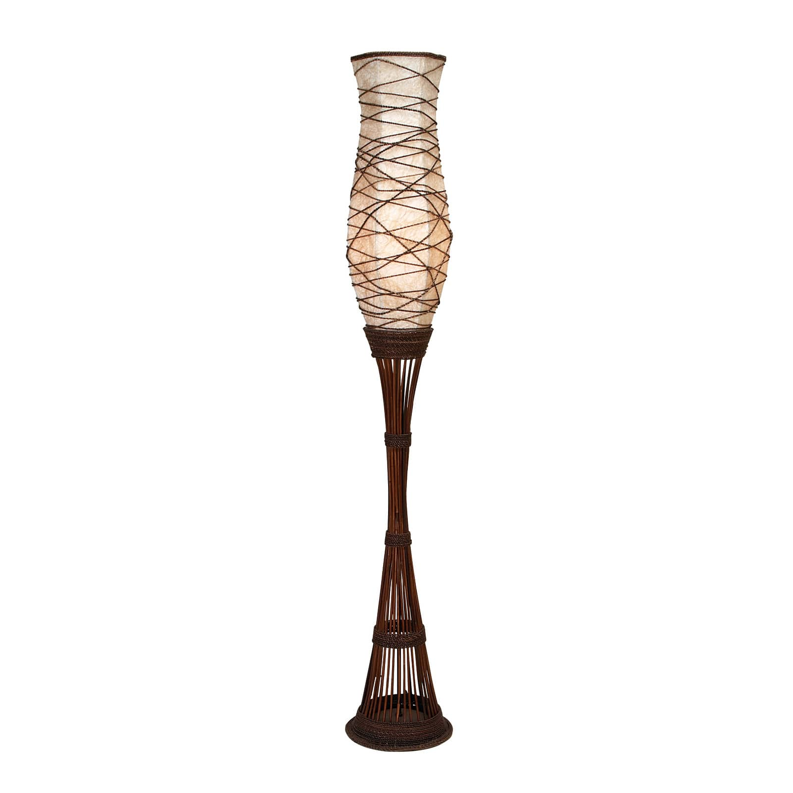 Brown Bamboo and Iron Traditional Floor Lamp, 59&#x22; x 10&#x22; x 10&#x22;