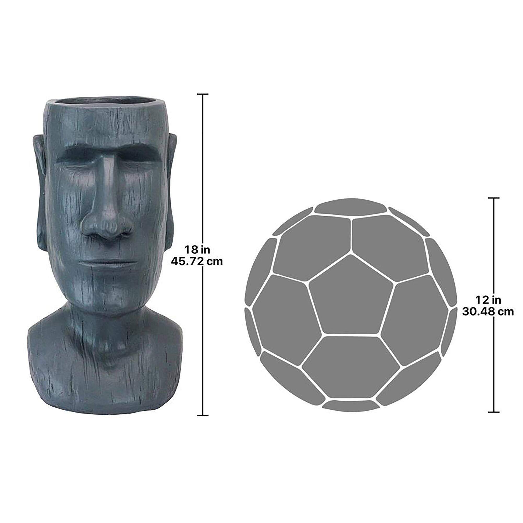 Design Toscano 18&#x22; Easter Island Massive Megalith Moai Head Planter Statue