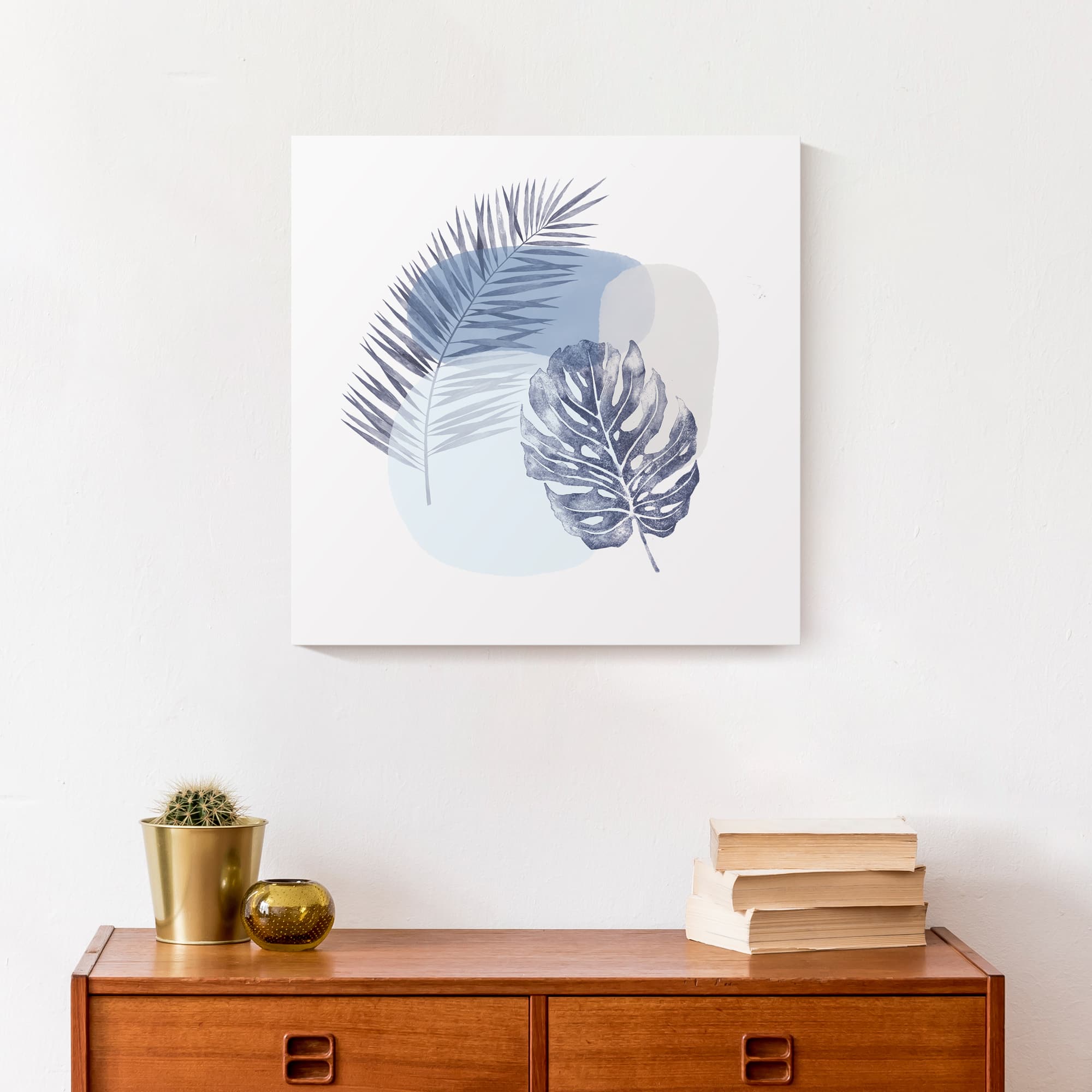 Blue Tropical Leaves Canvas Wall Art