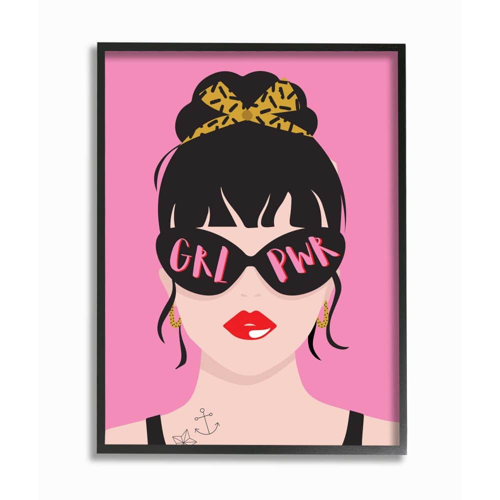 Stupell Industries Girl Power Punk Rock Wall Art in Black Frame