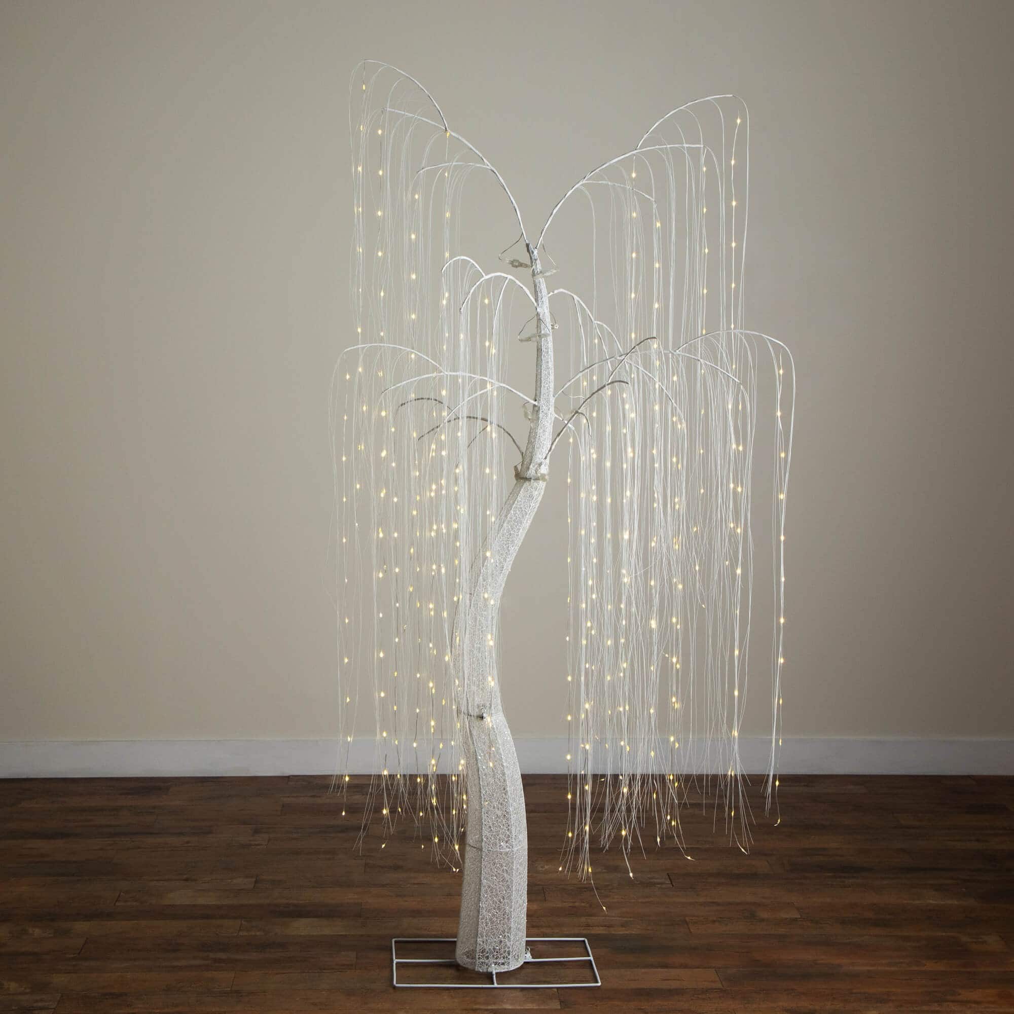 7ft. Pre-Lit Artificial White Willow Tree with 400 Cool White LED Light