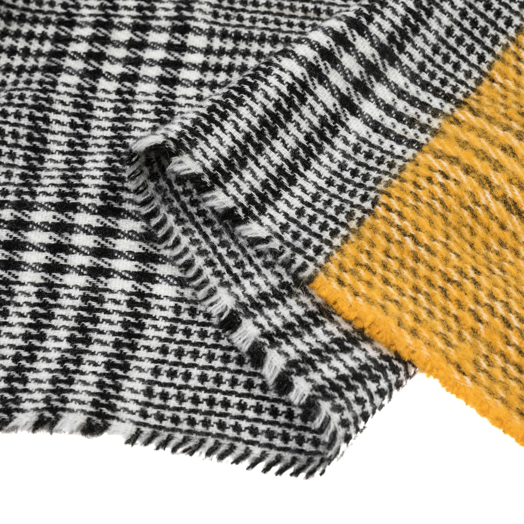 Glitzhome® 70" Yellow & Gray Scarf with Fringe