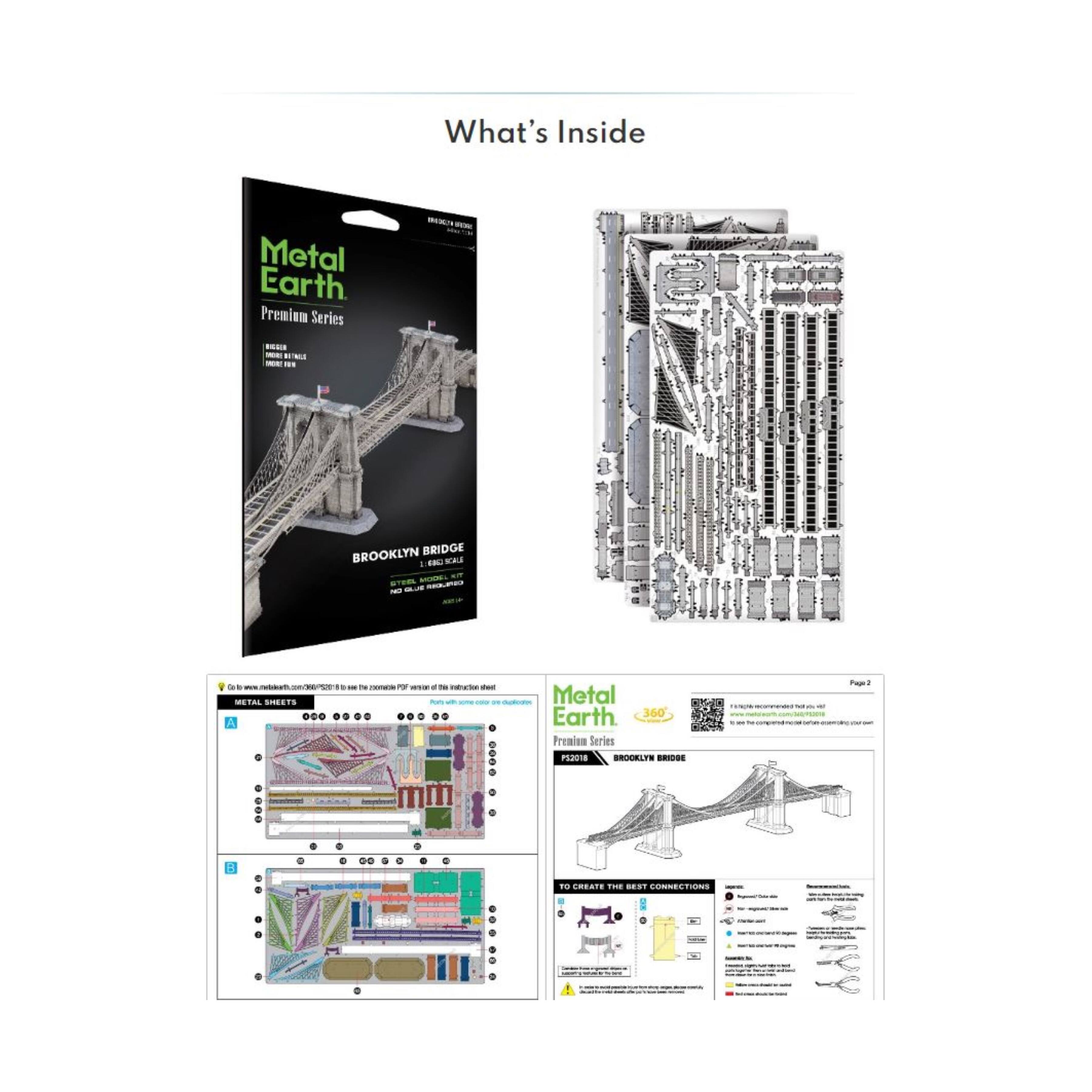 Metal Earth Premium Series 3D Metal Model Kit - Brooklyn Bridge