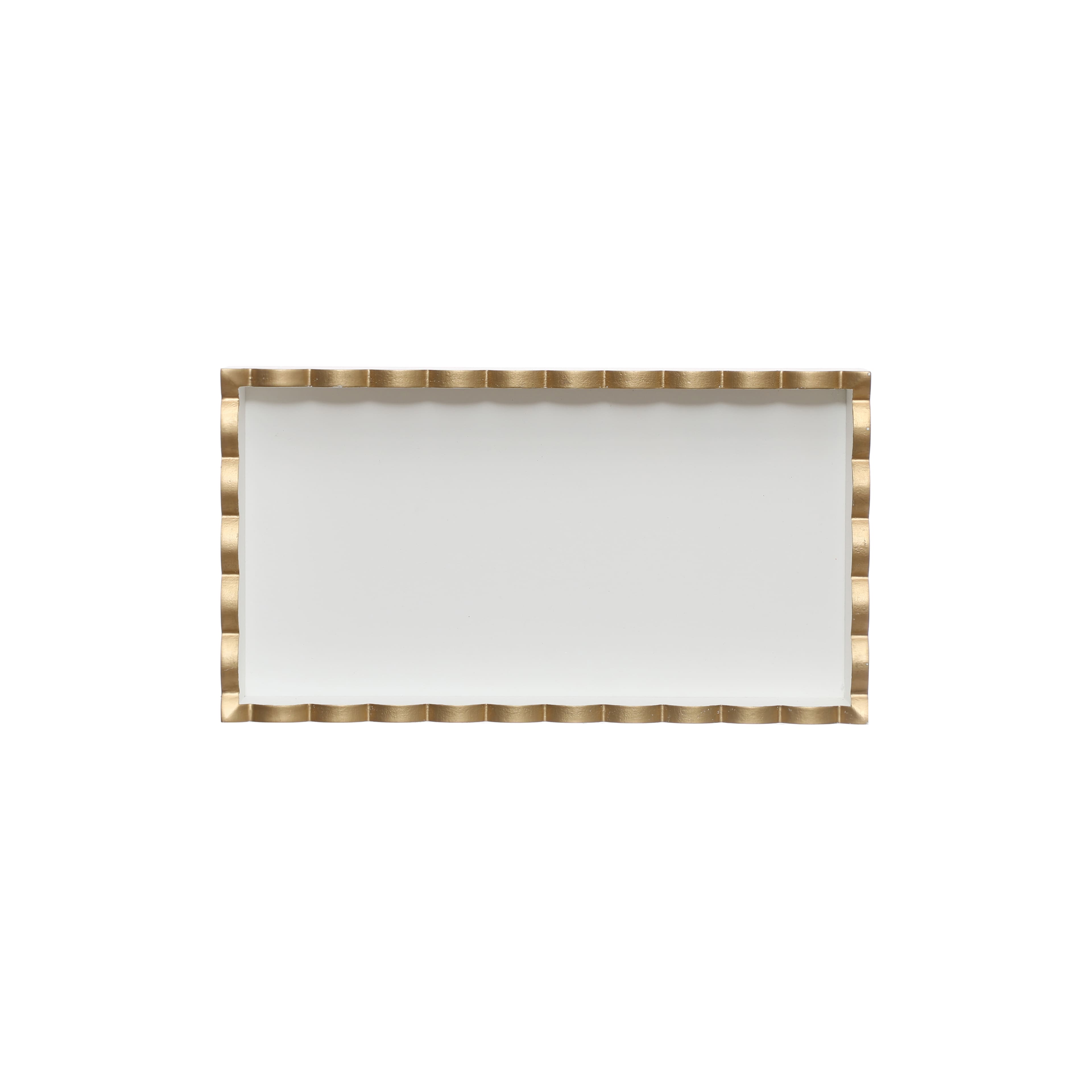 12.5&#x22; White &#x26; Gold Trim Decorative Tabletop Tray by Ashland&#xAE;