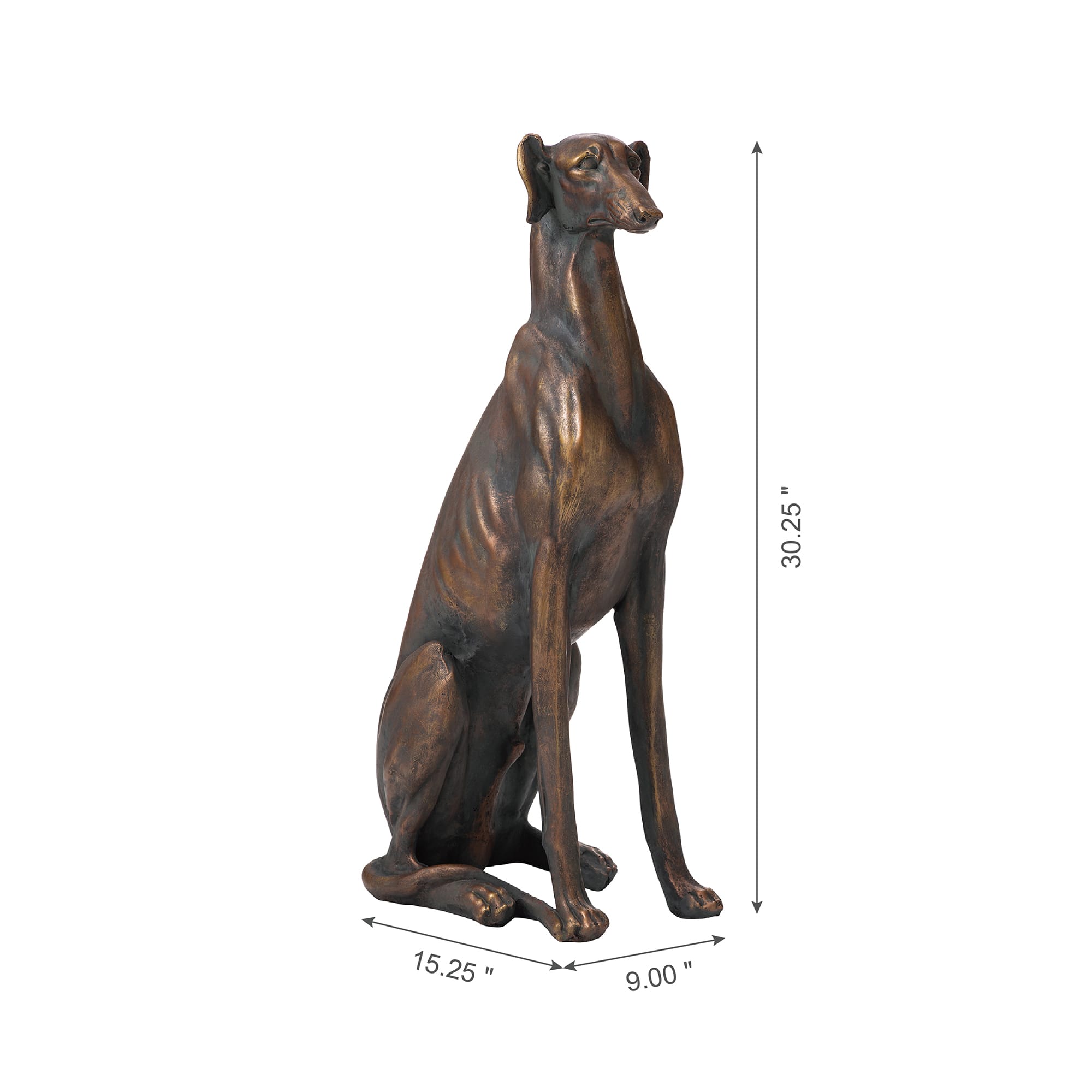Glitzhome® 30" Sitting Right Greyhound Dog Statue