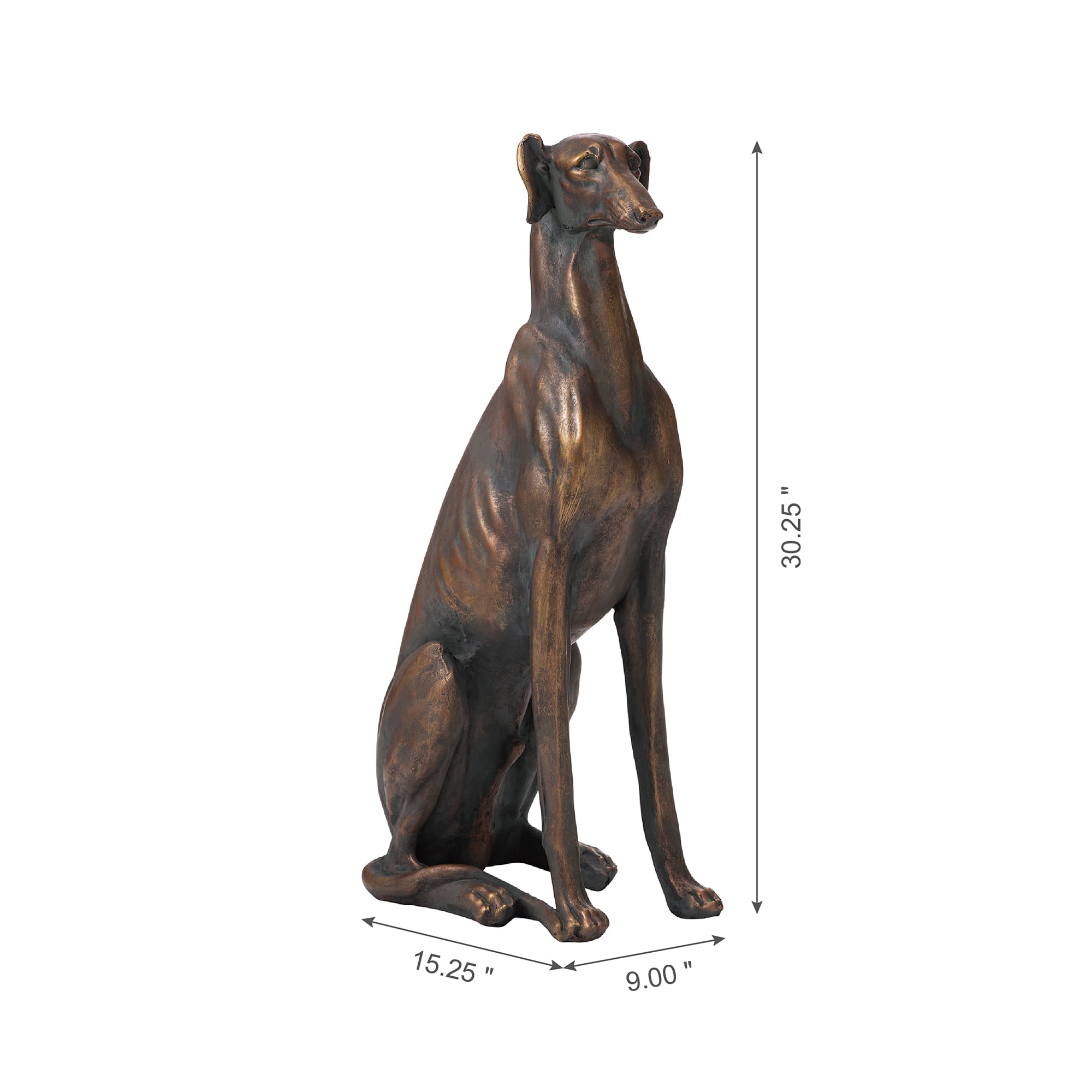 Glitzhome&#xAE; 30&#x22; Sitting Right Greyhound Dog Statue