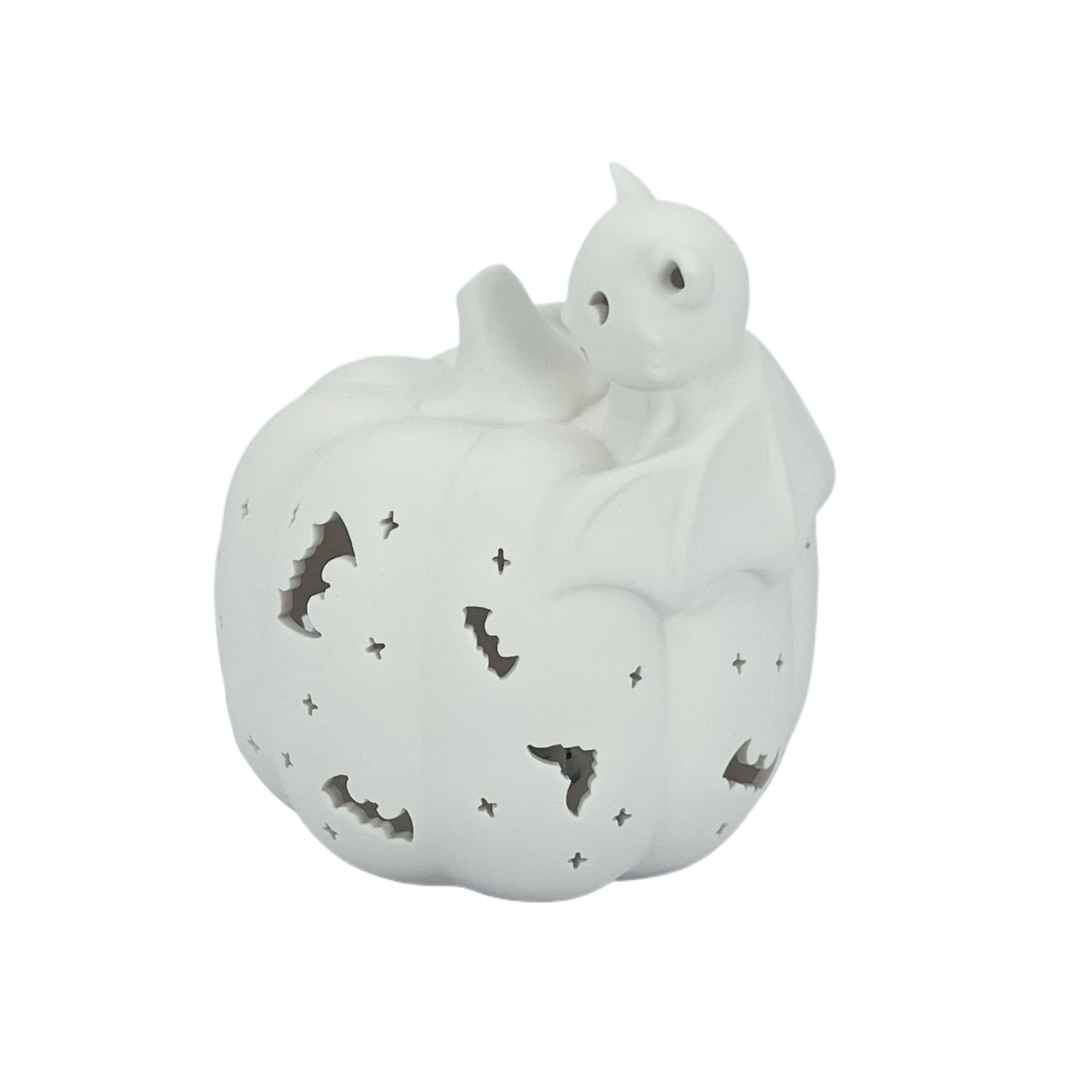6.75&#x22; DIY Ceramic LED Pumpkin &#x26; Bat D&#xE9;cor by Make Market&#xAE;
