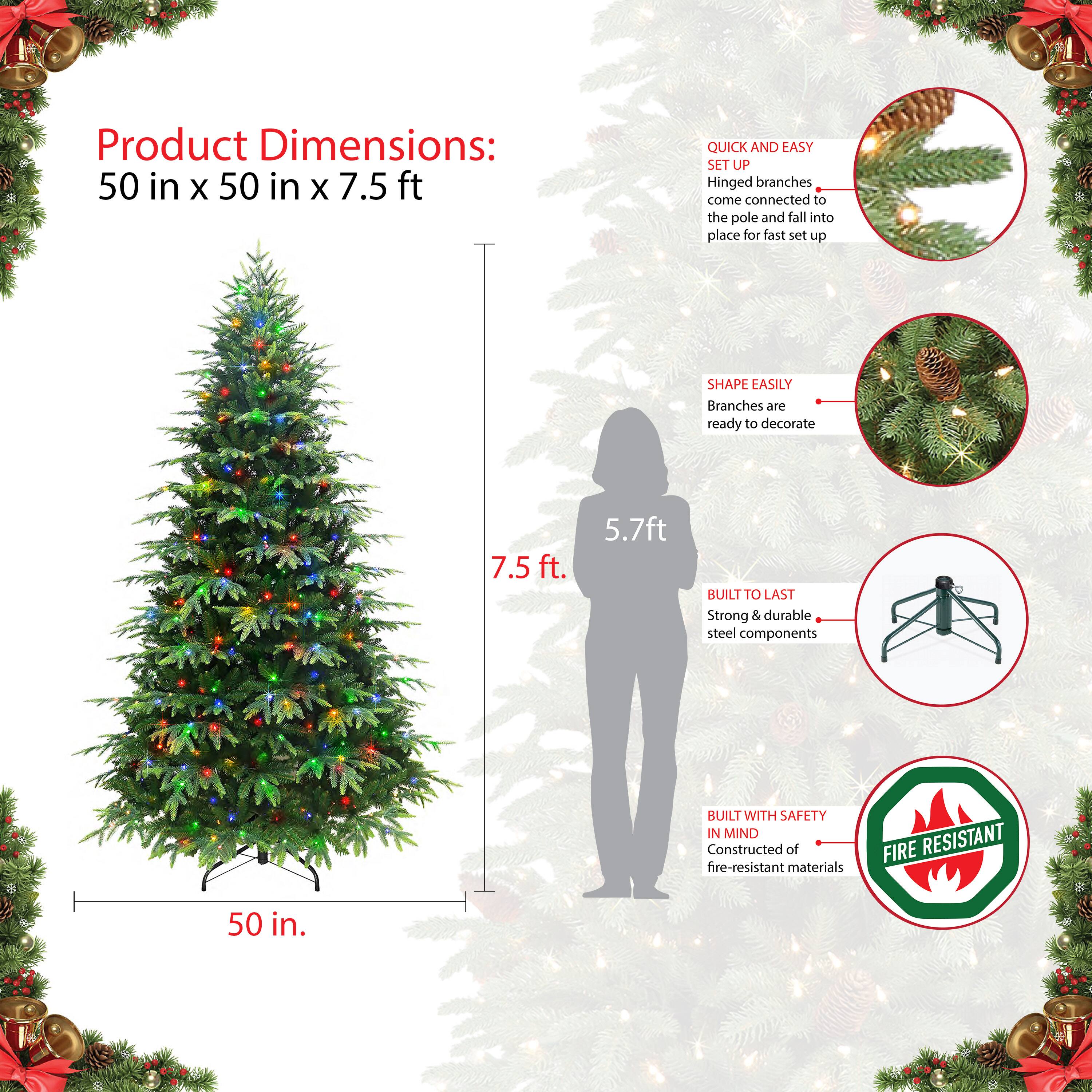 7.5ft. Pre-Lit Rutland Spruce Artificial Christmas Tree, Dual Color Lights