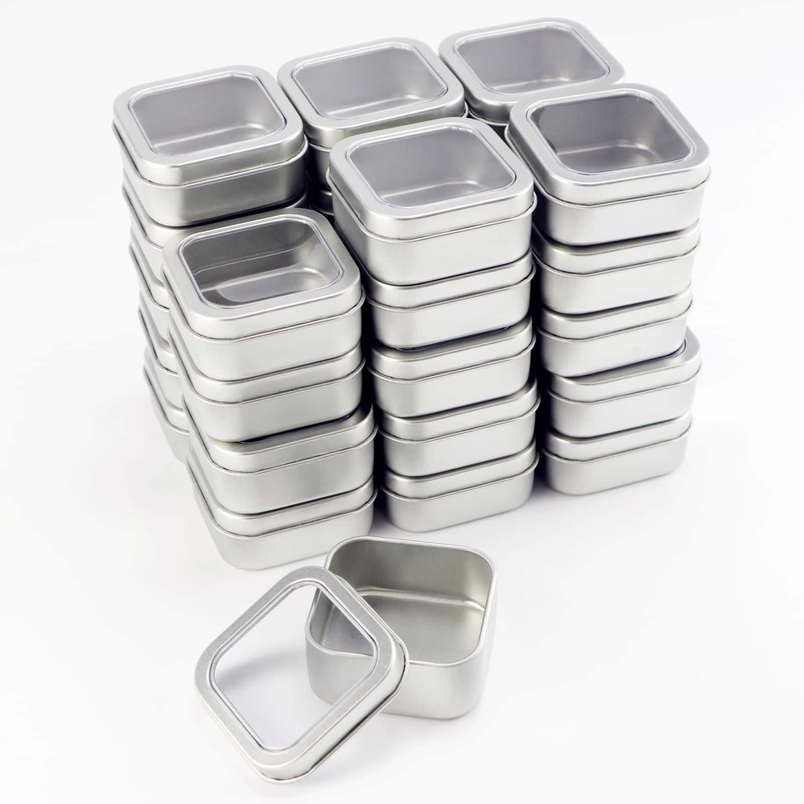 12 Small Silver Gift Tin Tins Favor Box holds .25 oz & is 1.25" Diameter 