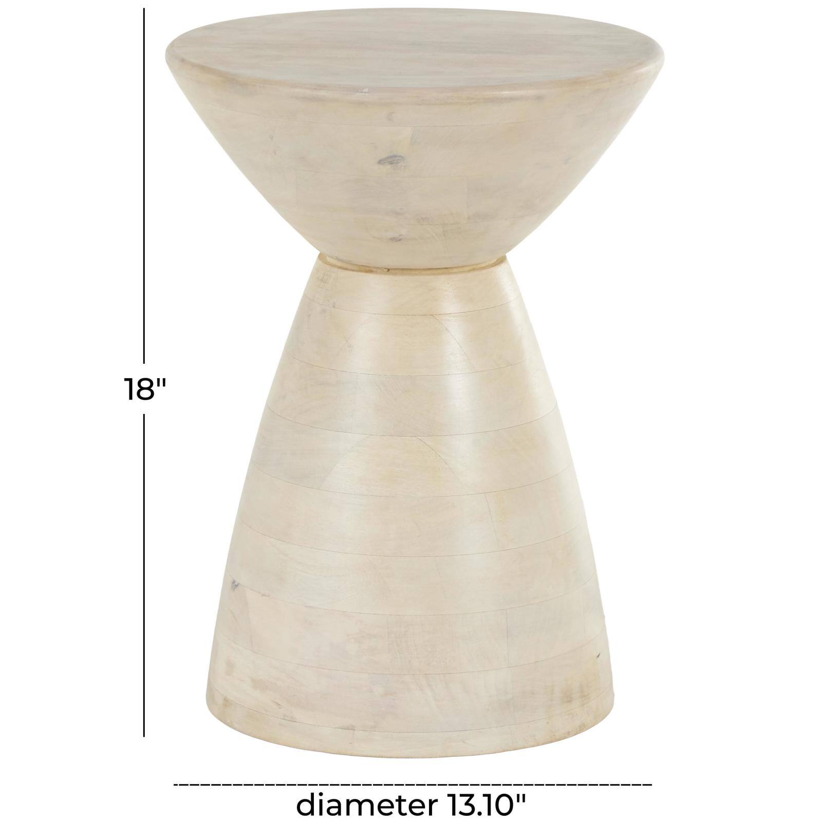18" Cream Mango Wood Accent Table