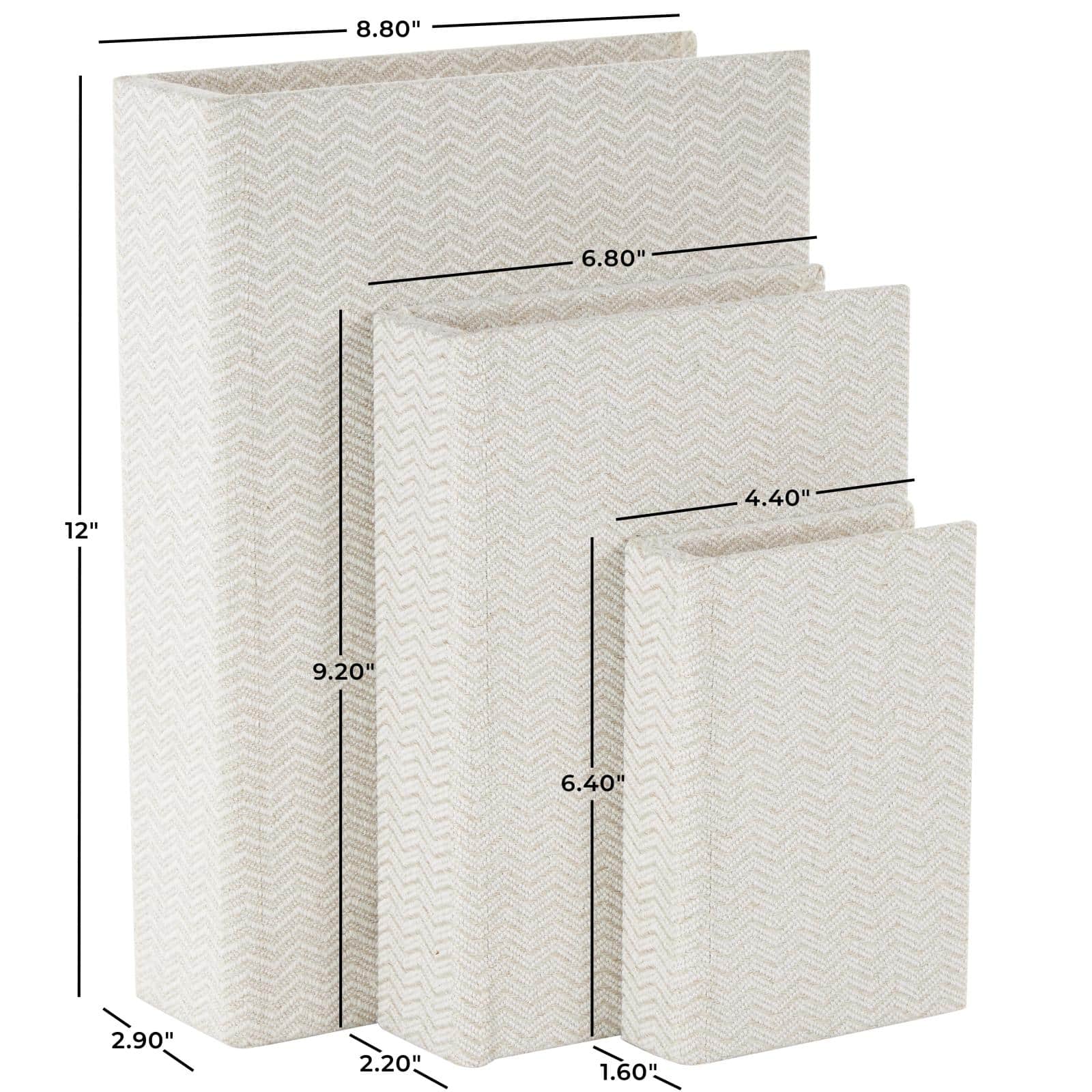 Cream Fabric Storage Book Box Set