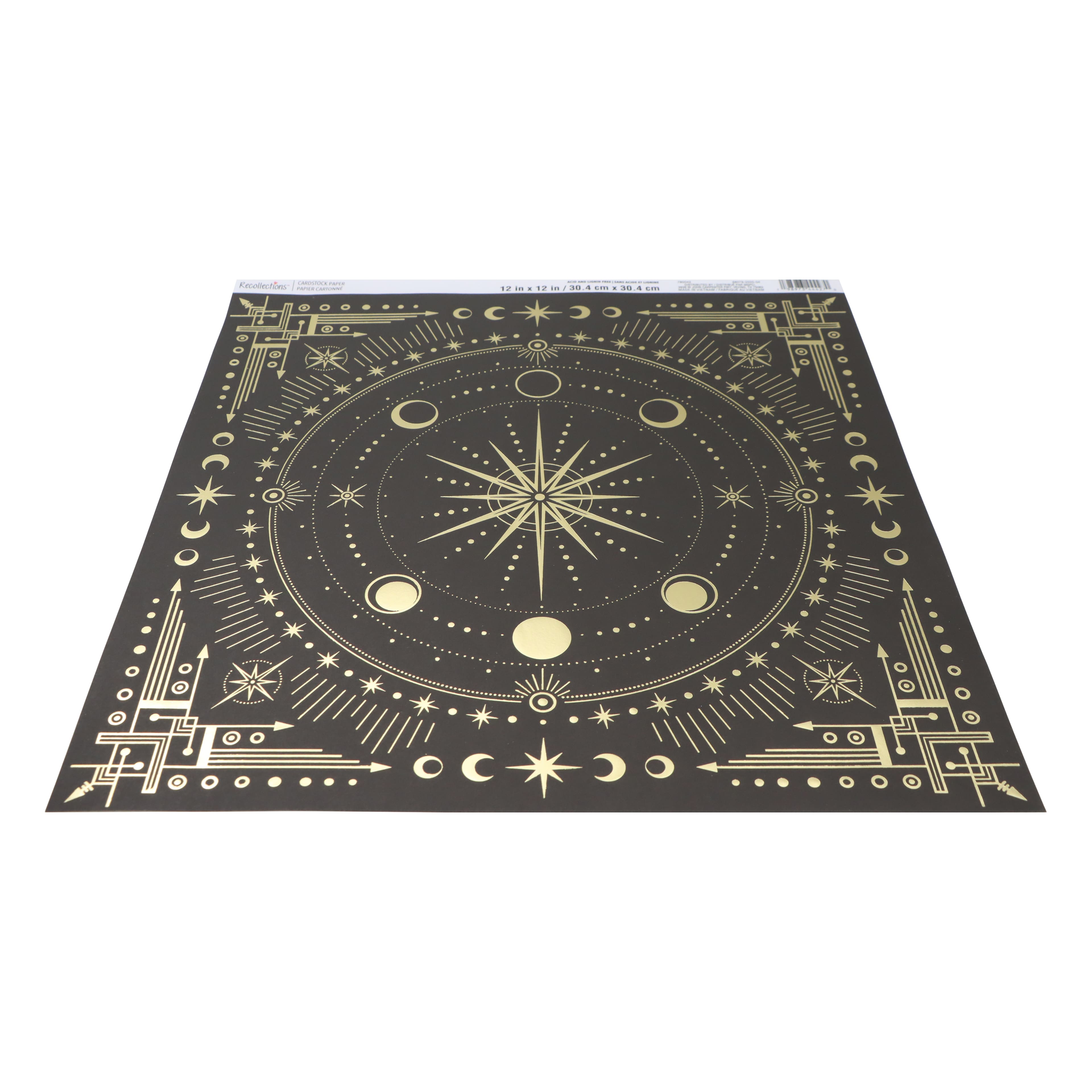 12&#x22; x 12&#x22; Black &#x26; Gold Celestial Cardstock Paper by Recollections&#x2122;