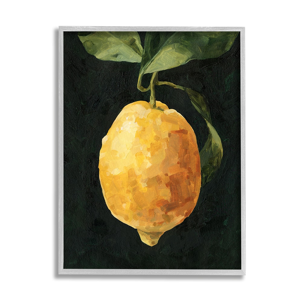 Stupell Industries Abstract Yellow Lemon on Vine Pop over Black Framed Wall Art
