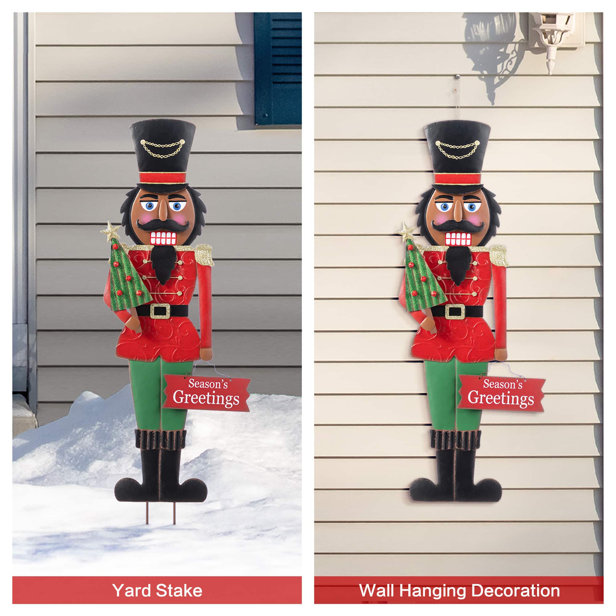 Glitzhome&#xAE; 36&#x22; Christmas Metal African Nutcracker Yard Stake