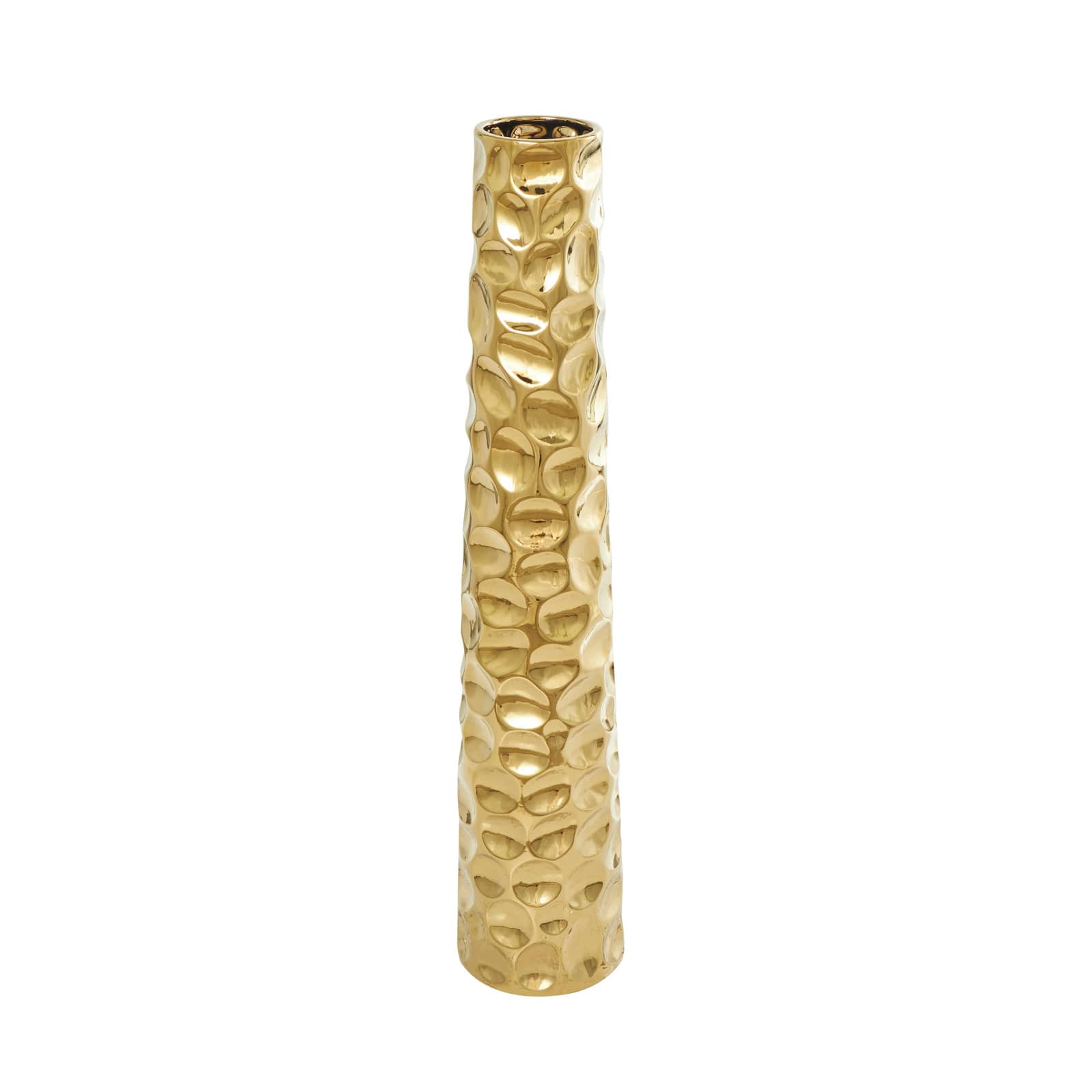 39&#x22; Gold Concaved Circles Ceramic Vase