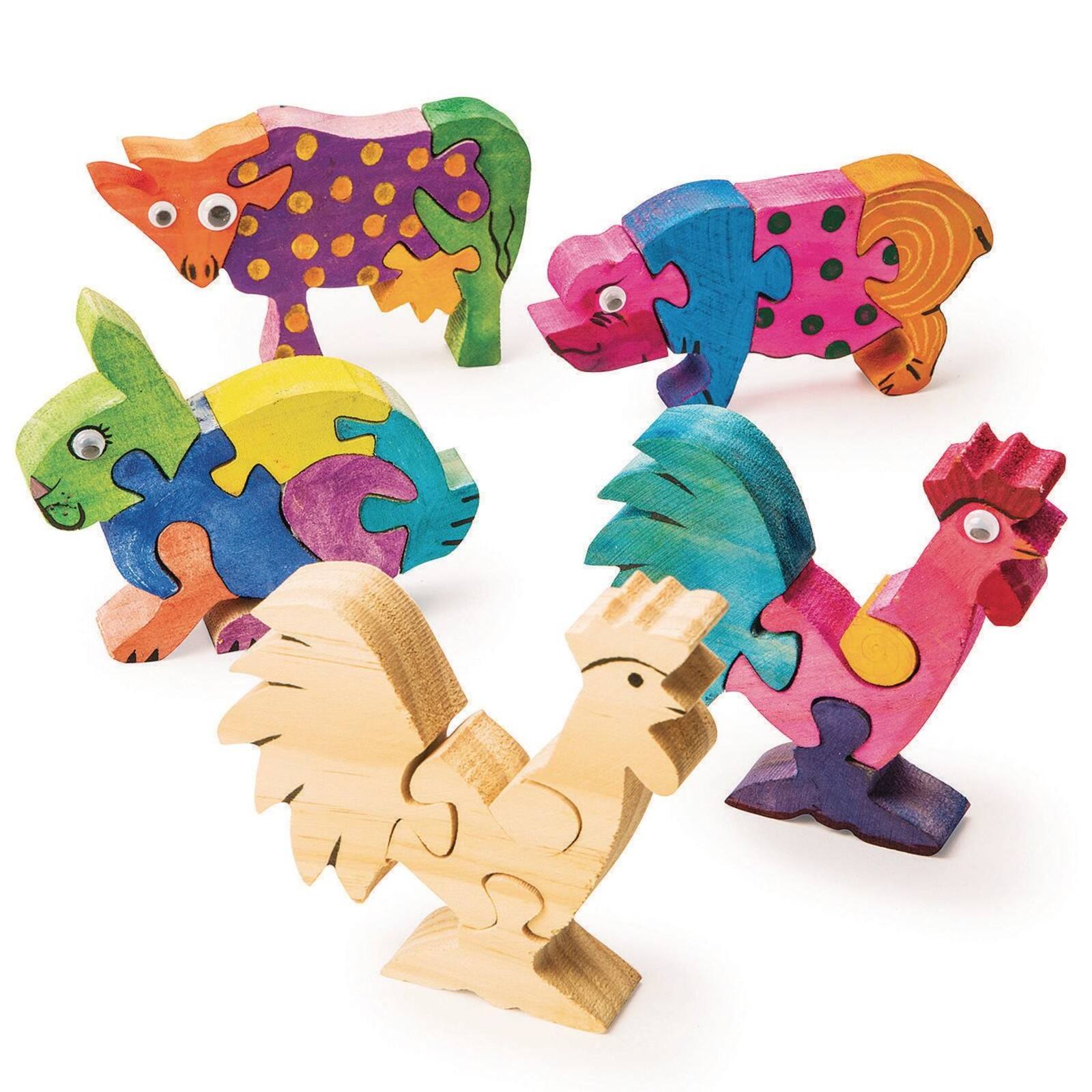 S&#x26;S Worldwide&#xAE; Unfinished Wooden Farm Animal Puzzles, 12ct.