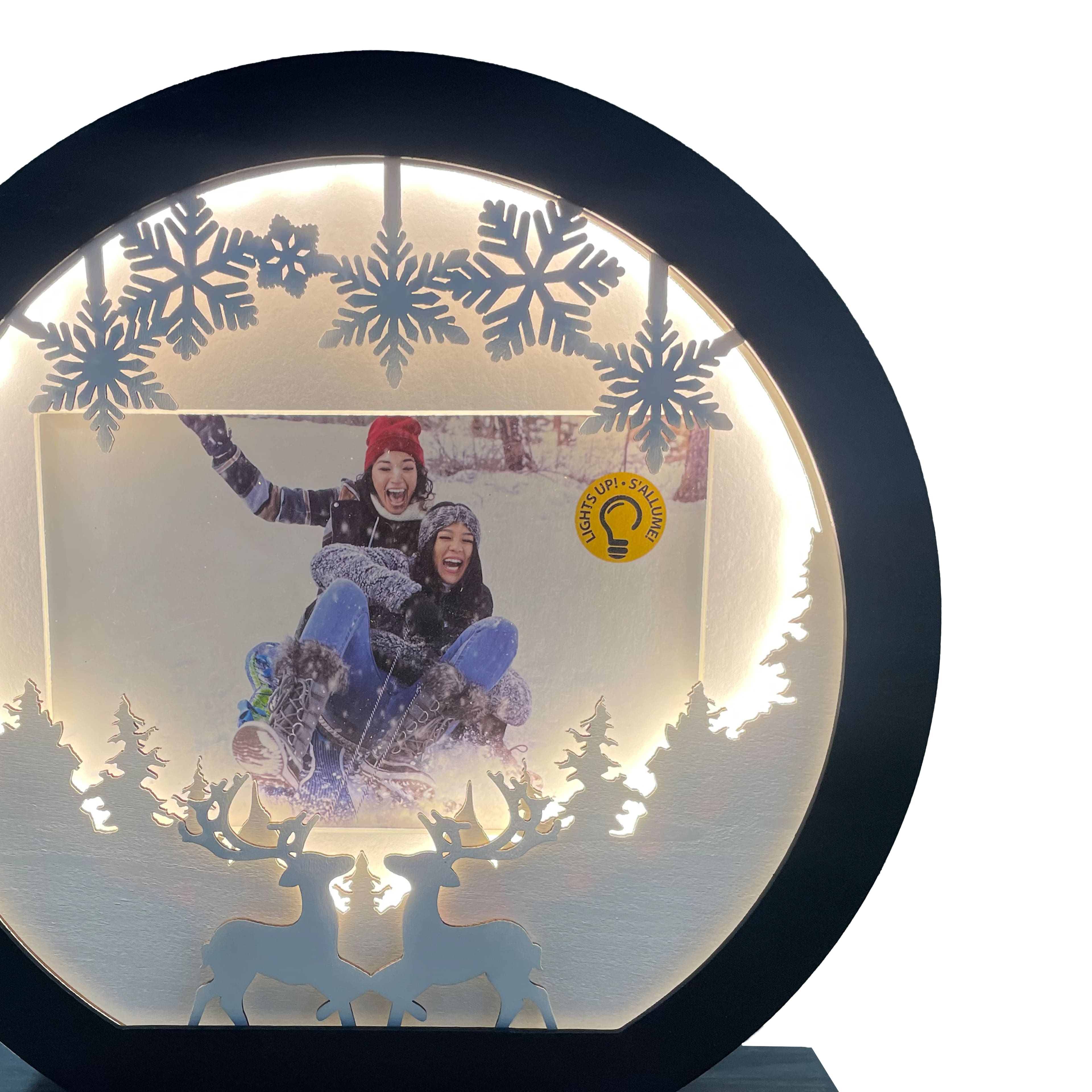 4" x 6" White & Black Snow Globe Light-Up Tabletop Frame by Studio Décor®