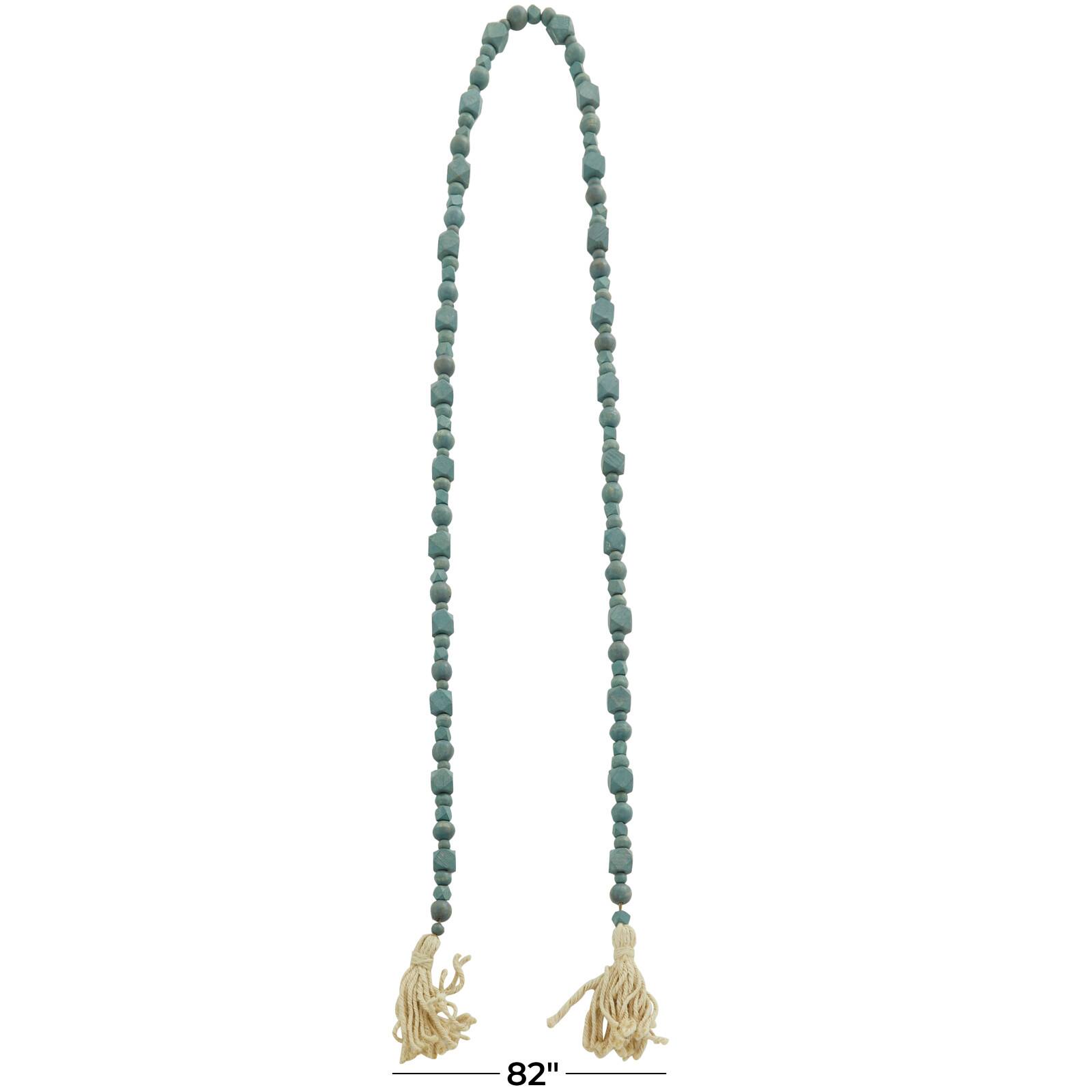 80&#x22; Geometric Wood Bead Garland with Tassels