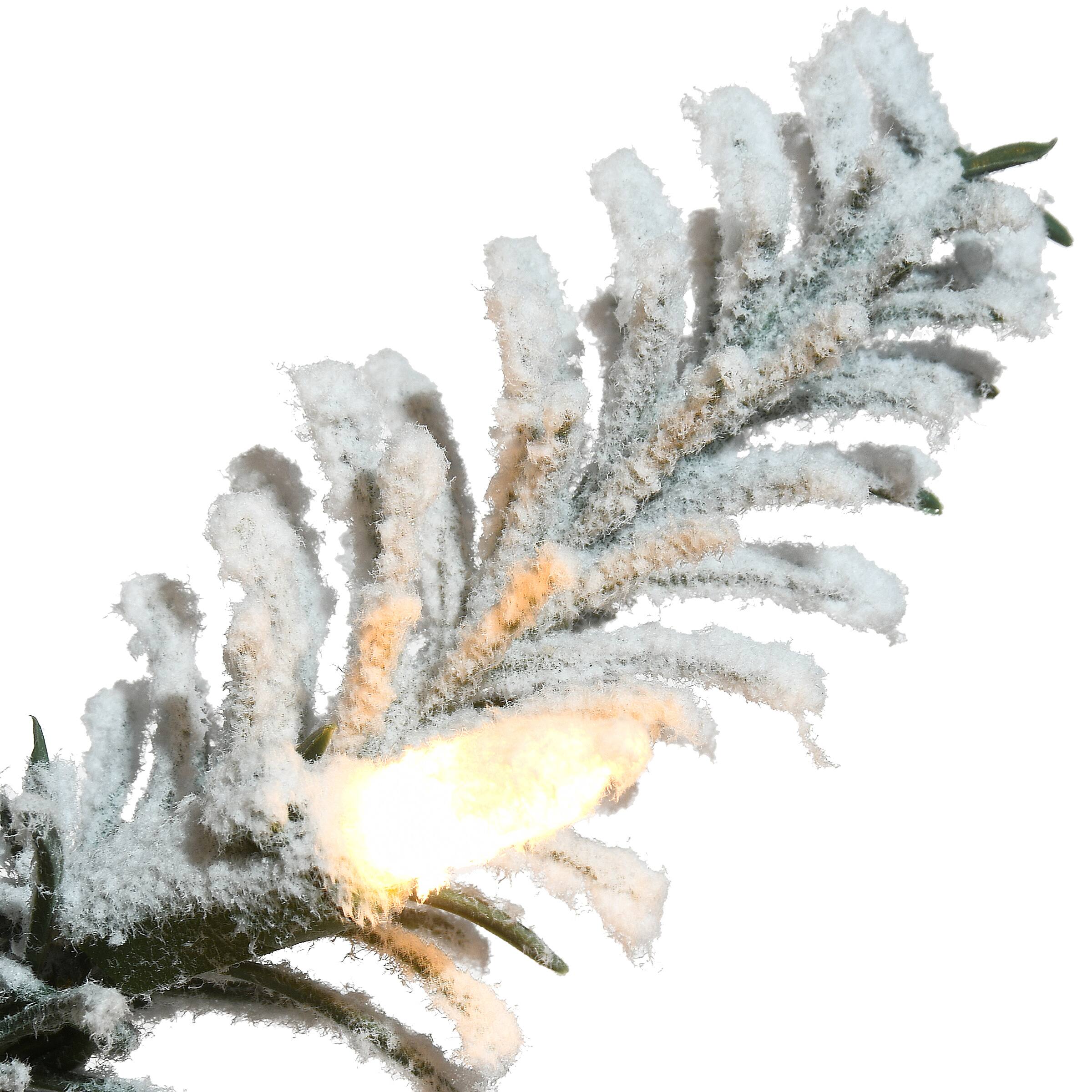 4.5ft. Pre-Lit Flocked Alpine Fir Entrance Tree In Gray Pot, Clear LED Lights