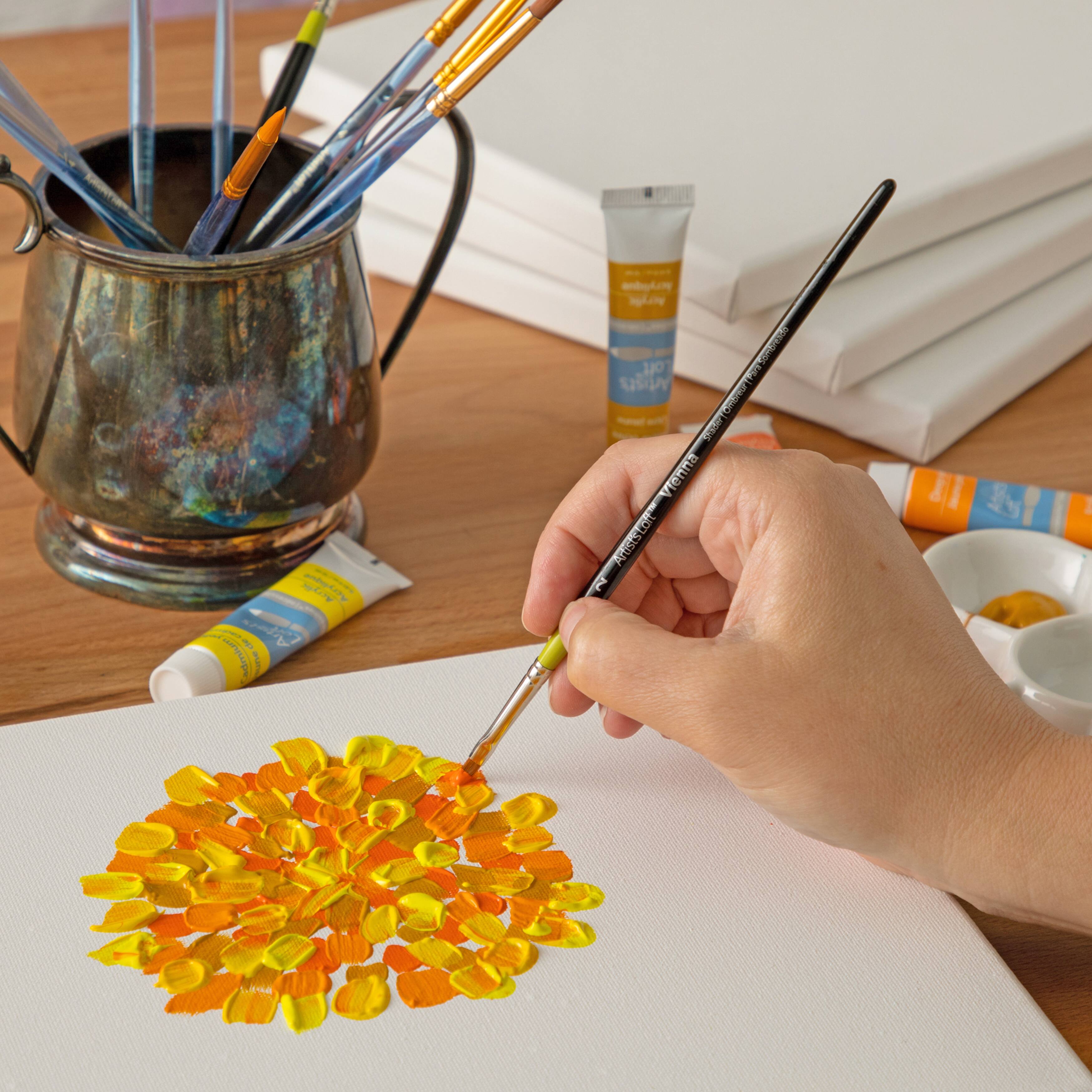 12 Pack: Vienna Golden Taklon Short Handle Flat Shader Brush by Artist's Loft™