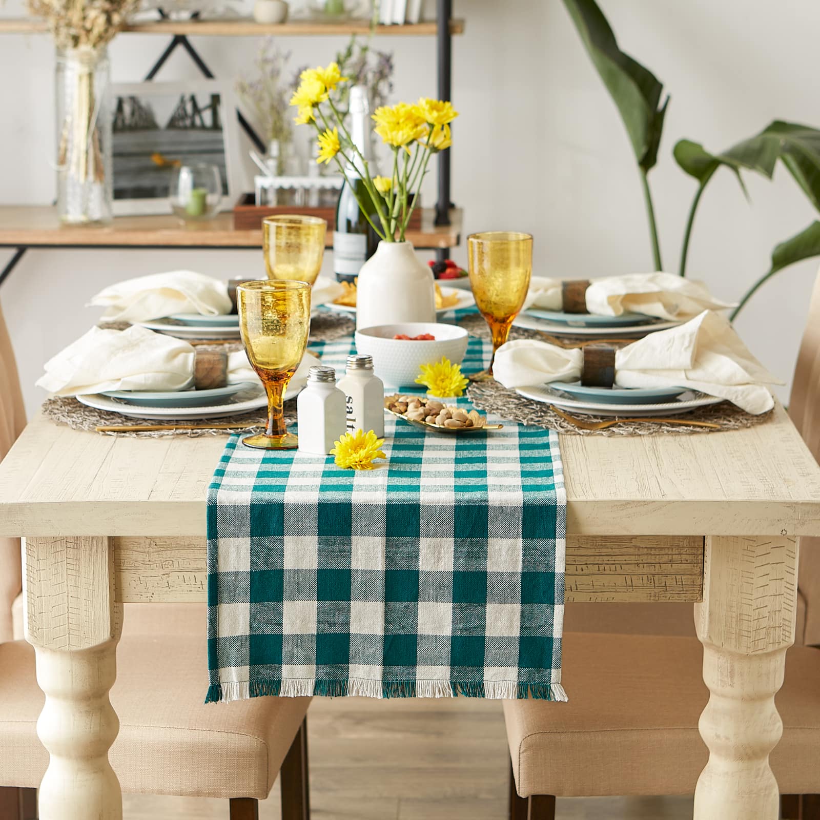 DII® 72" Heavyweight Check Fringed Table Runner