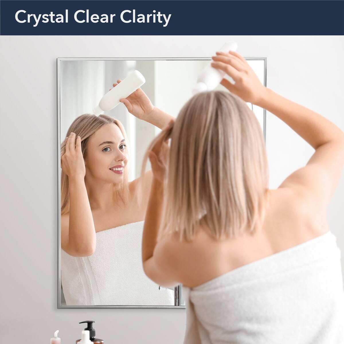 Head West Brushed Nickel Rectangular Framed Accent Vanity Mirror