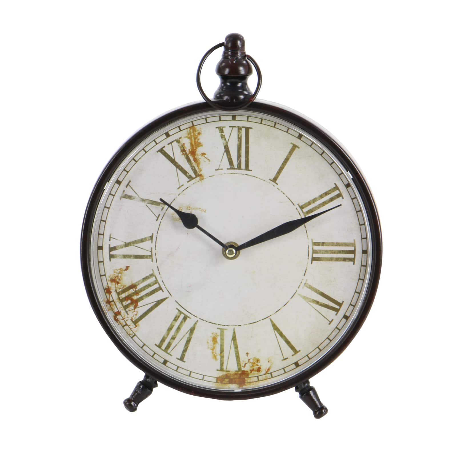 12&#x22; Wide Round Vintage Black Metal Clock Set