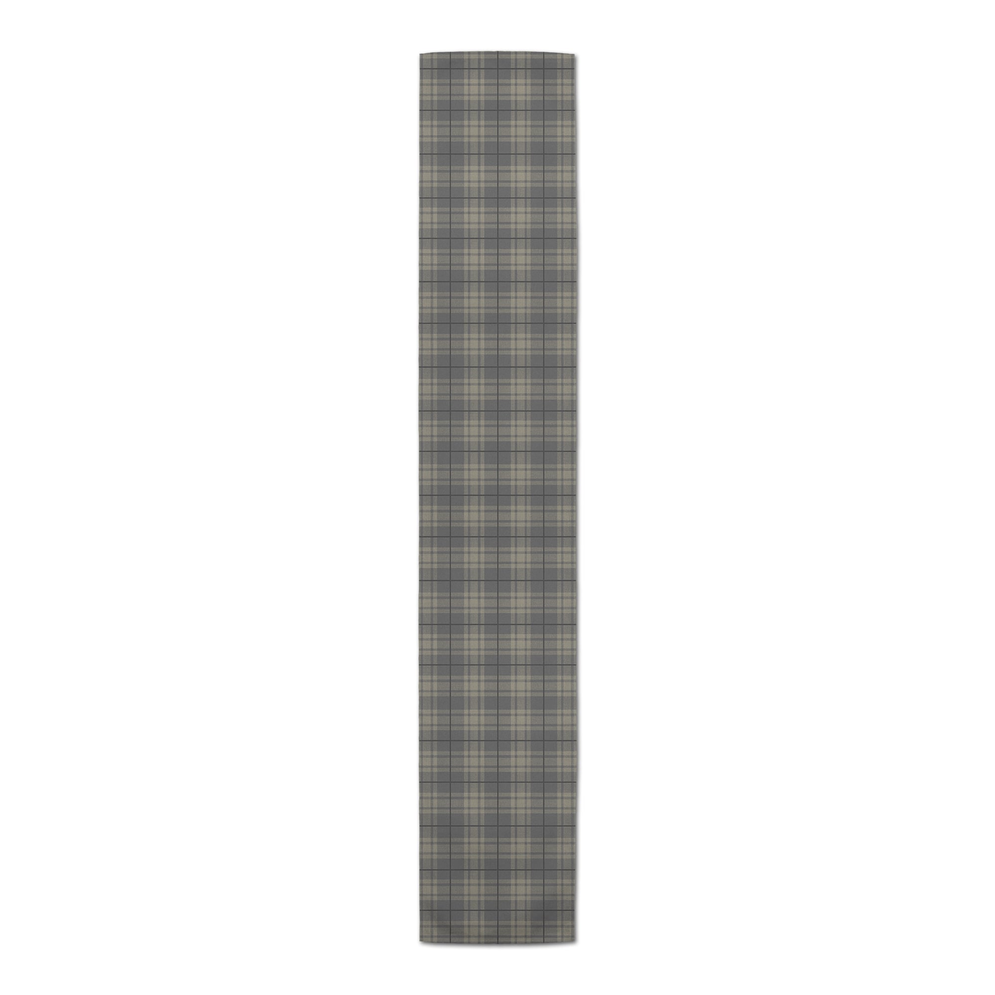 90" Dark Gray Plaid Cotton Twill Runner