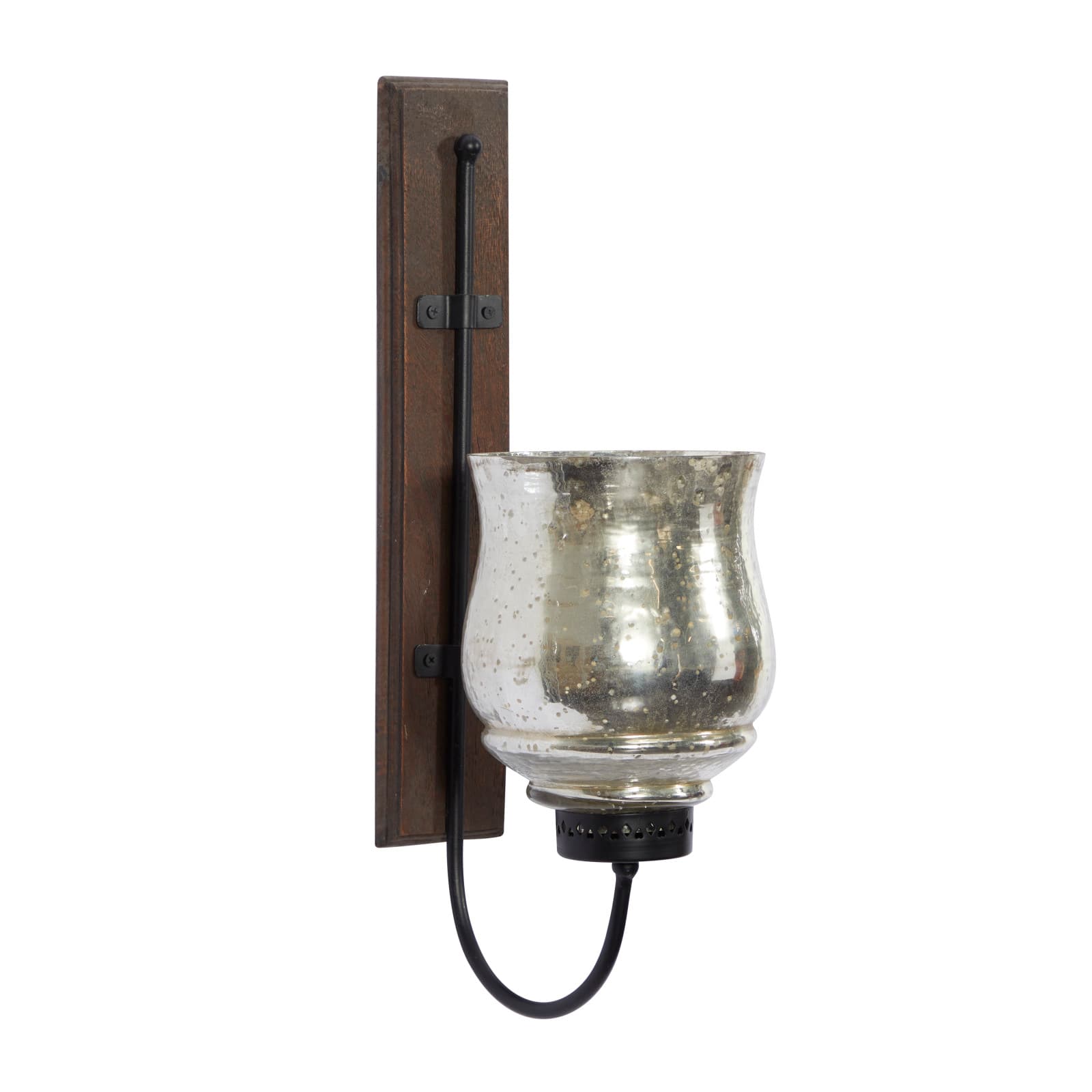 Brown Mango Wood Traditional Candle Wall Sconce, 21" x 9" x 4"