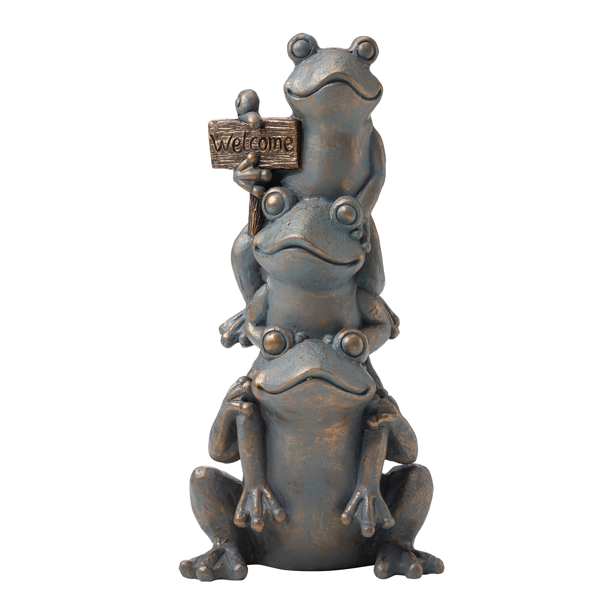 Glitzhome® 28" Bronze Stacked Frog Statue