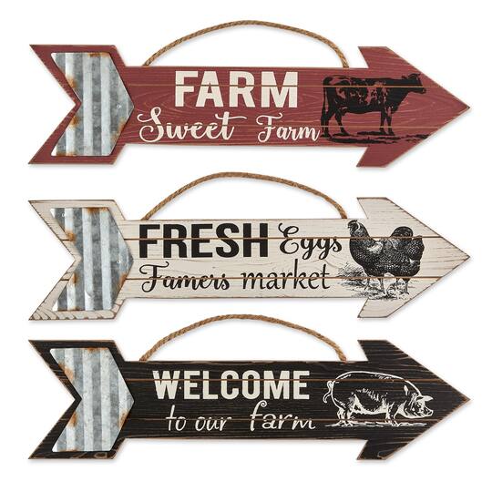 Galvanized Arrow Farmhouse Signs Set | Signs | Michaels