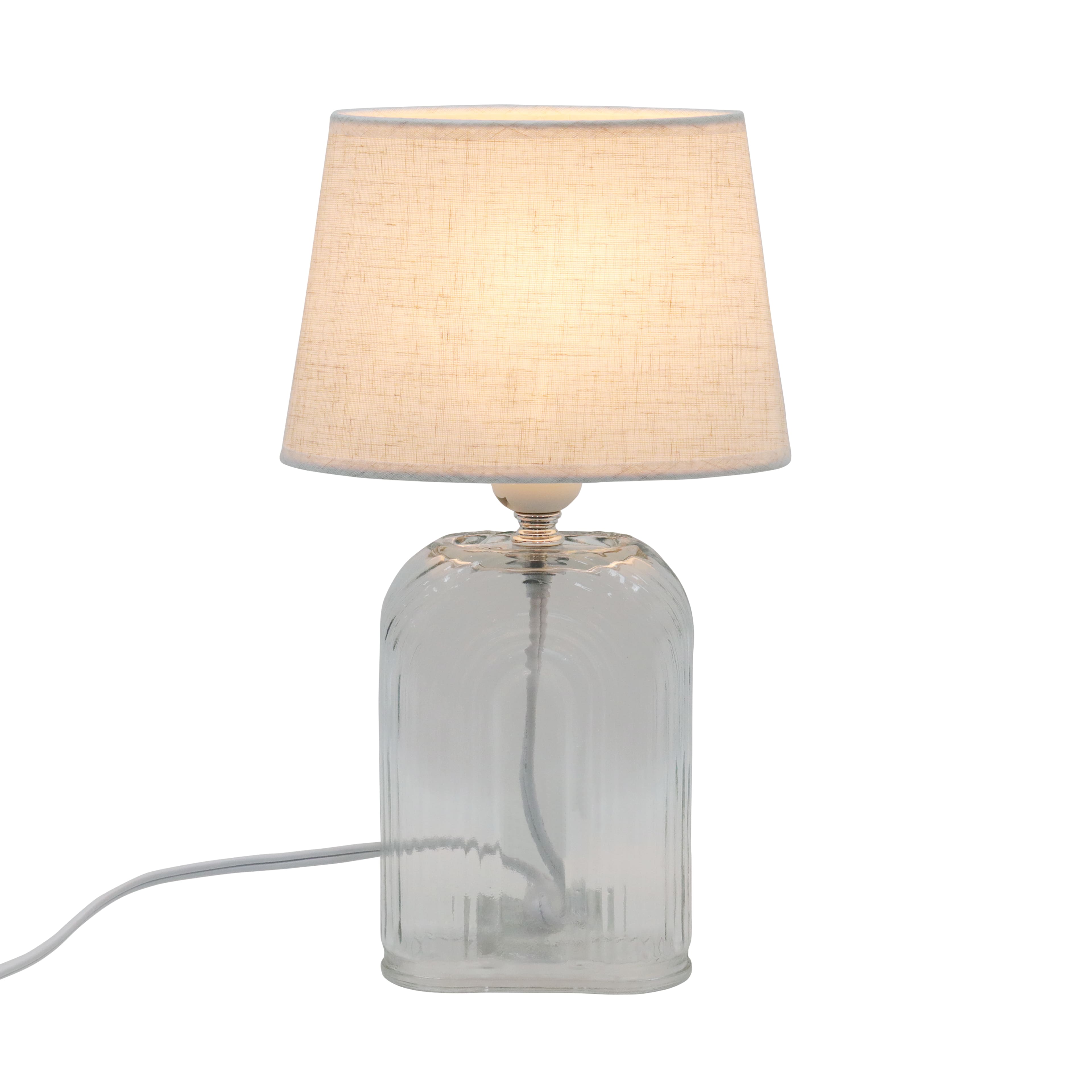 14" Ribbed Arches Glass Tabletop Lamp with Fabric Shade by Ashland