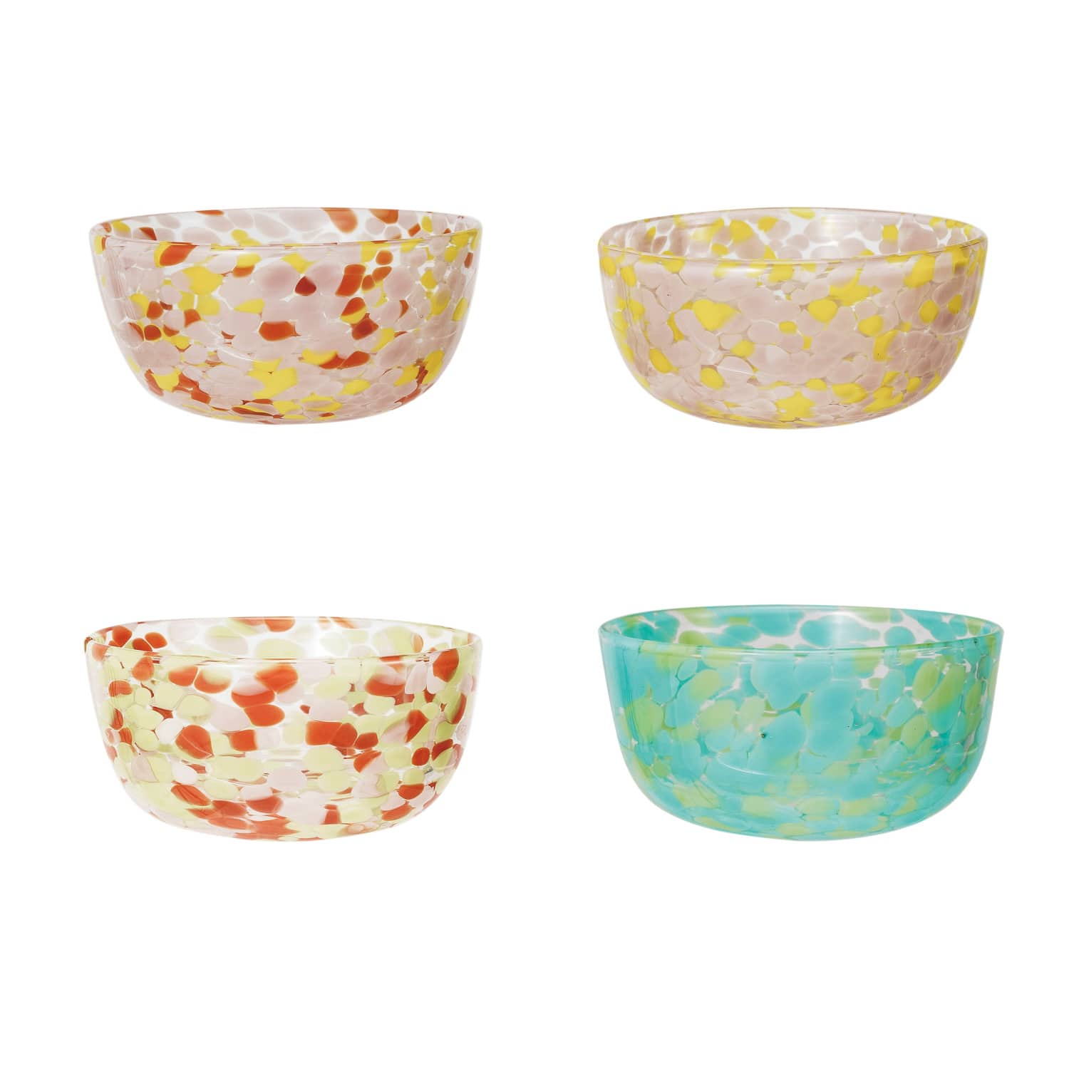 Hello Honey® 4.5" Multicolor Round Glass Bowls with Pattern Design Styles, 4ct.