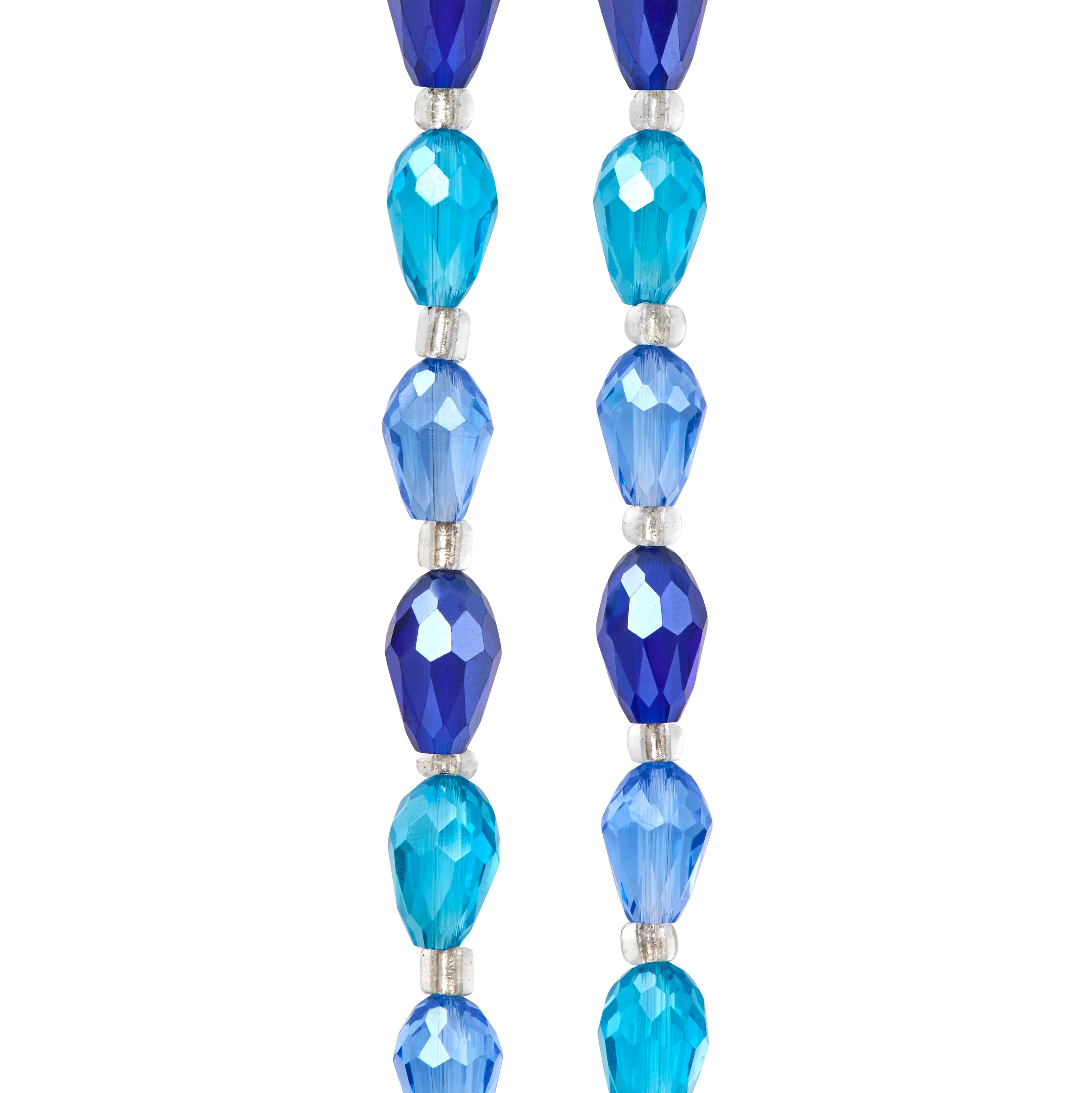 12 Pack: Teardrop Faceted Glass Beads, Aqua by Bead Landing™