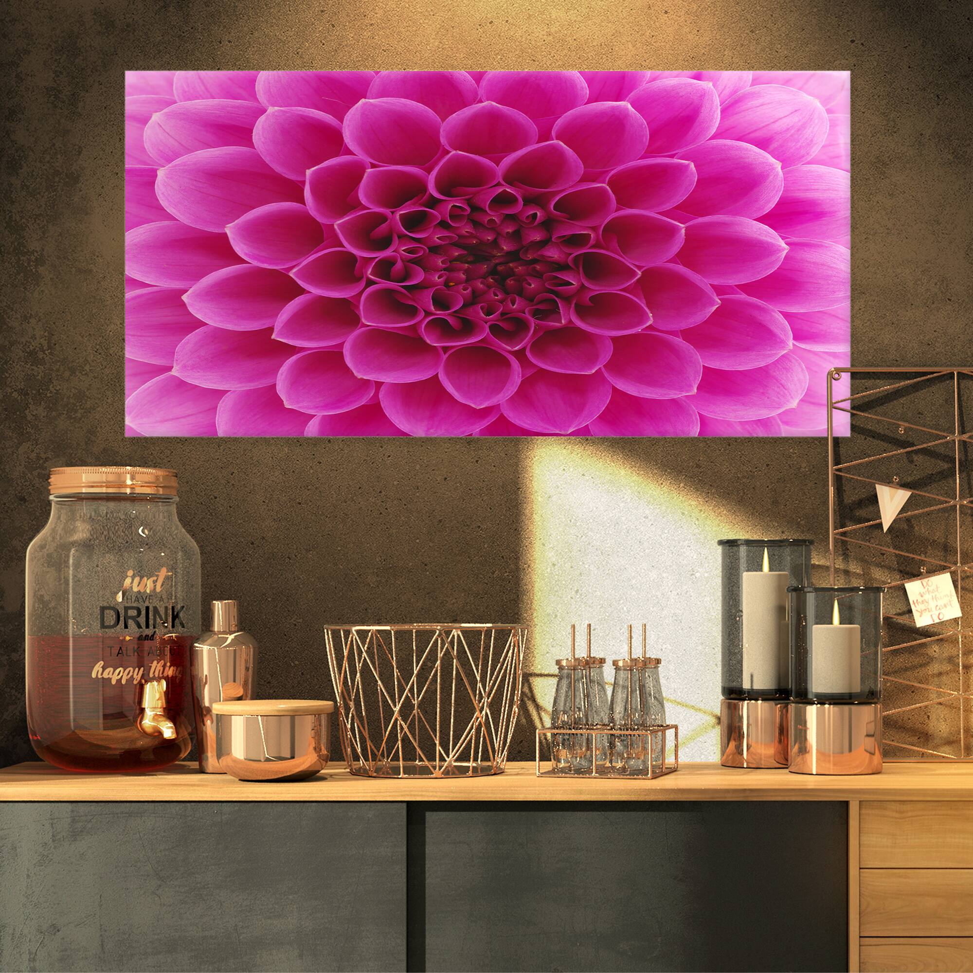 Designart - Dark Pink Abstract Flower Petals - Floral Canvas Art Print