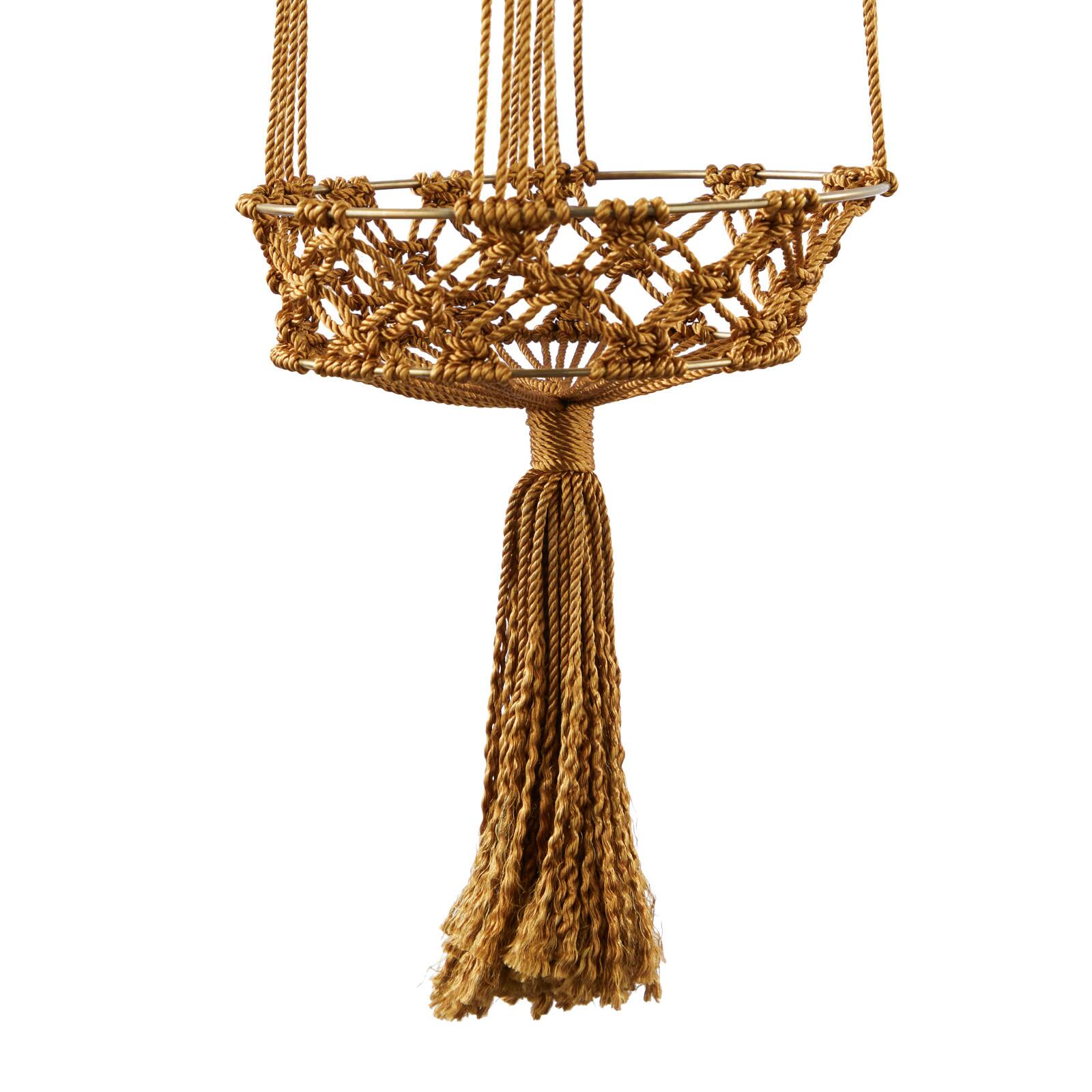 47&#x22; Brown Fabric Handmade Hanging Macrame Wall Planter
