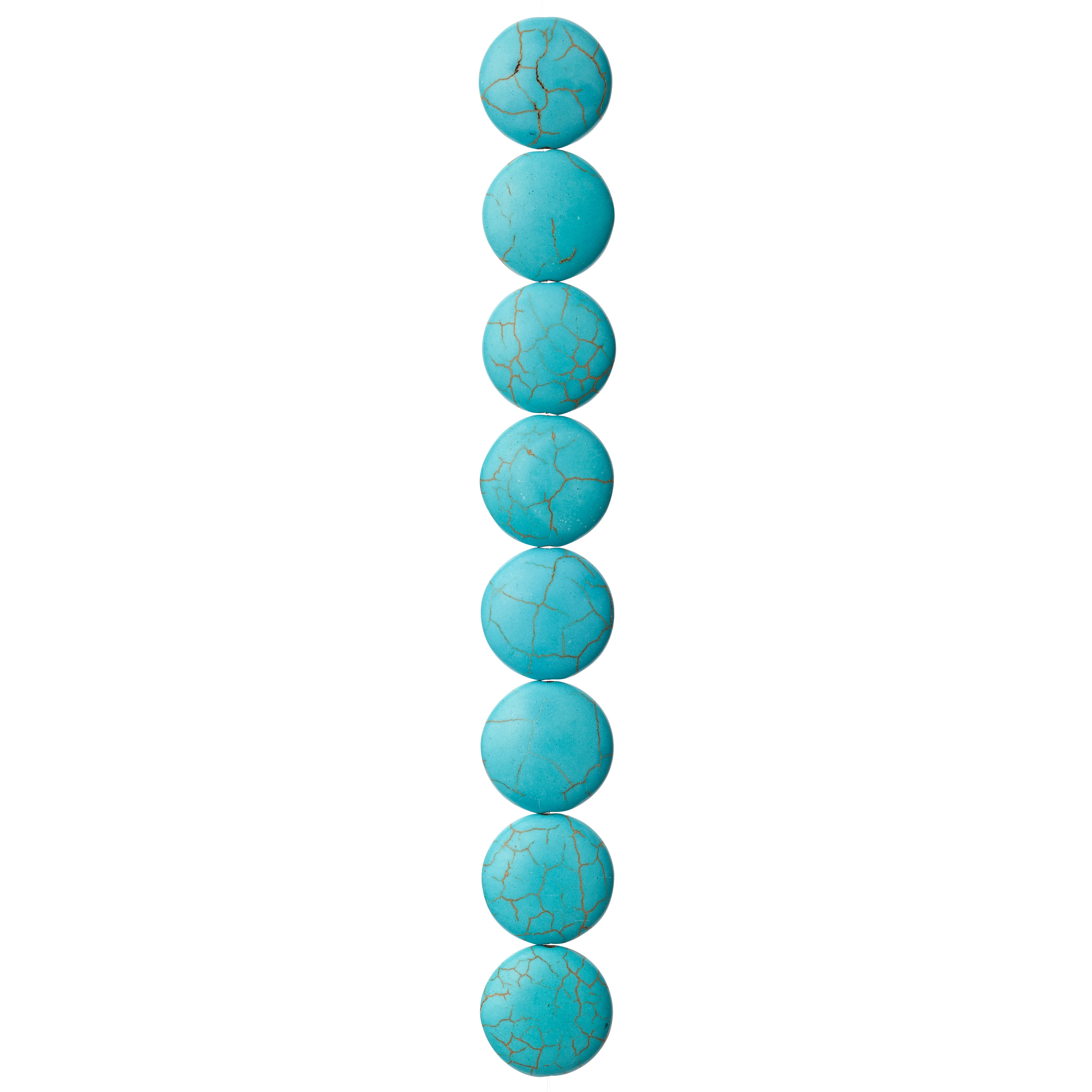 12 Pack:  Turquoise Dyed Howlite Lentil Beads, 20mm by Bead Landing&#x2122;