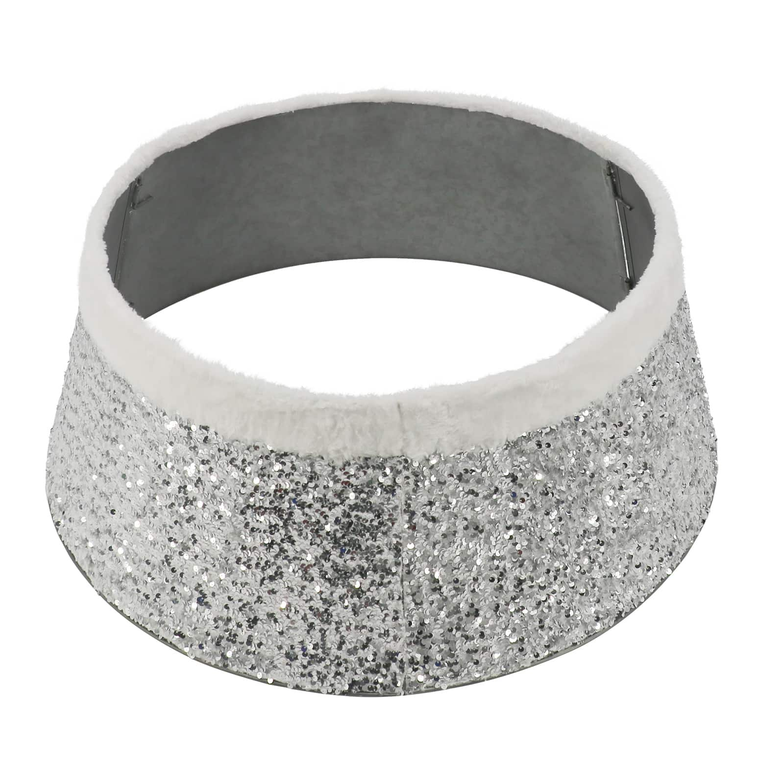 27&#x22; Silver Sequins &#x26; Faux Fur Tree Collar by Ashland&#xAE;