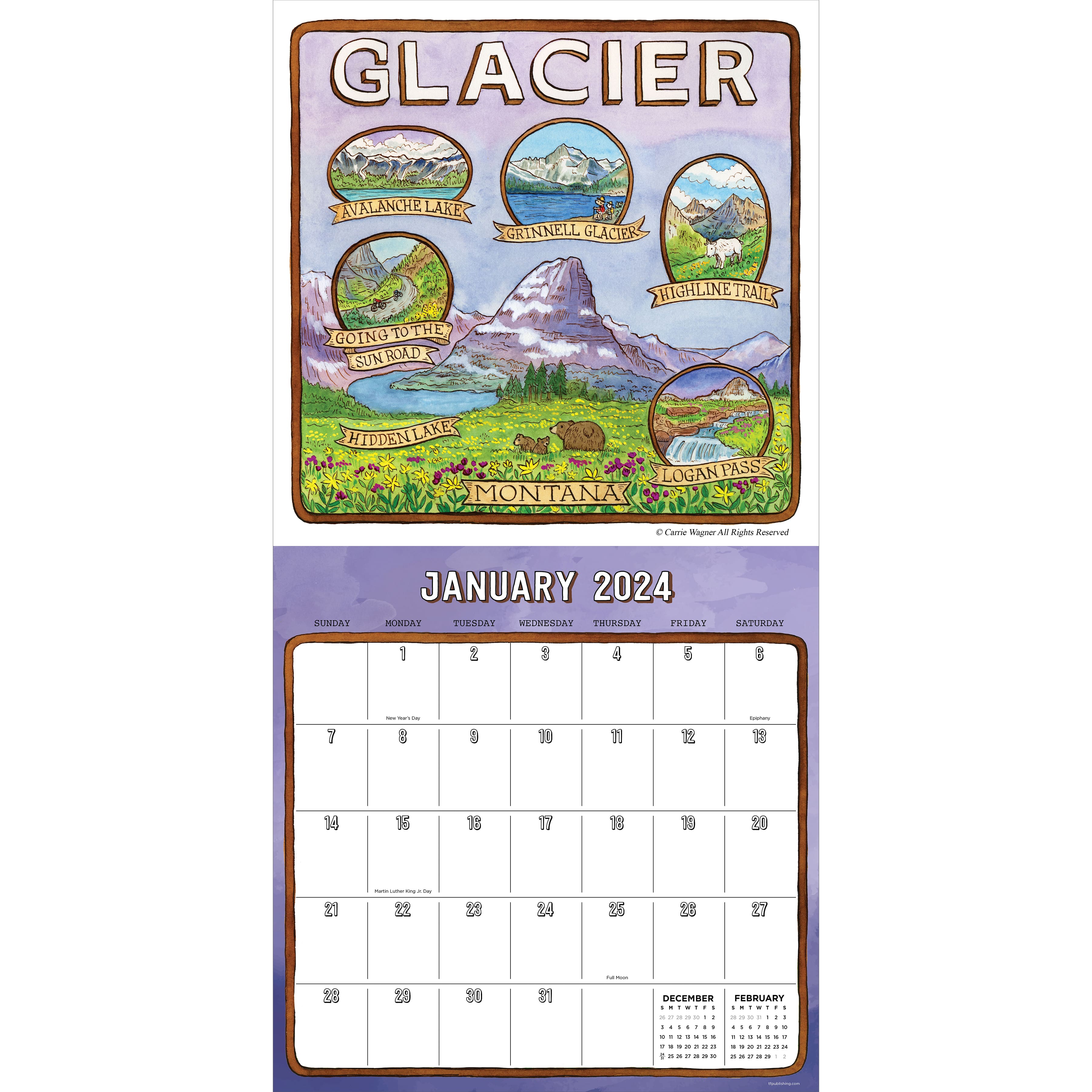 TF Publishing 2024 National Parks-Art Wall Calendar