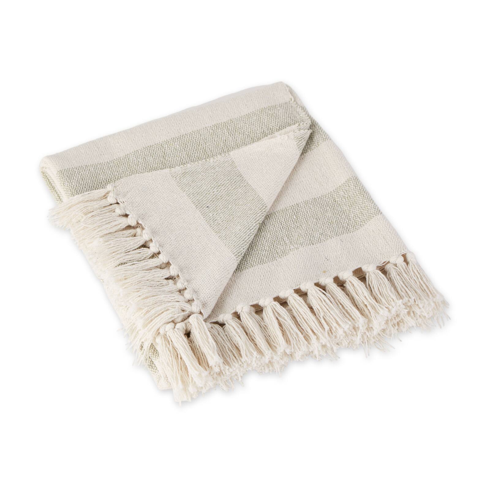 Artichoke / Off White Cabana Stripe Throw