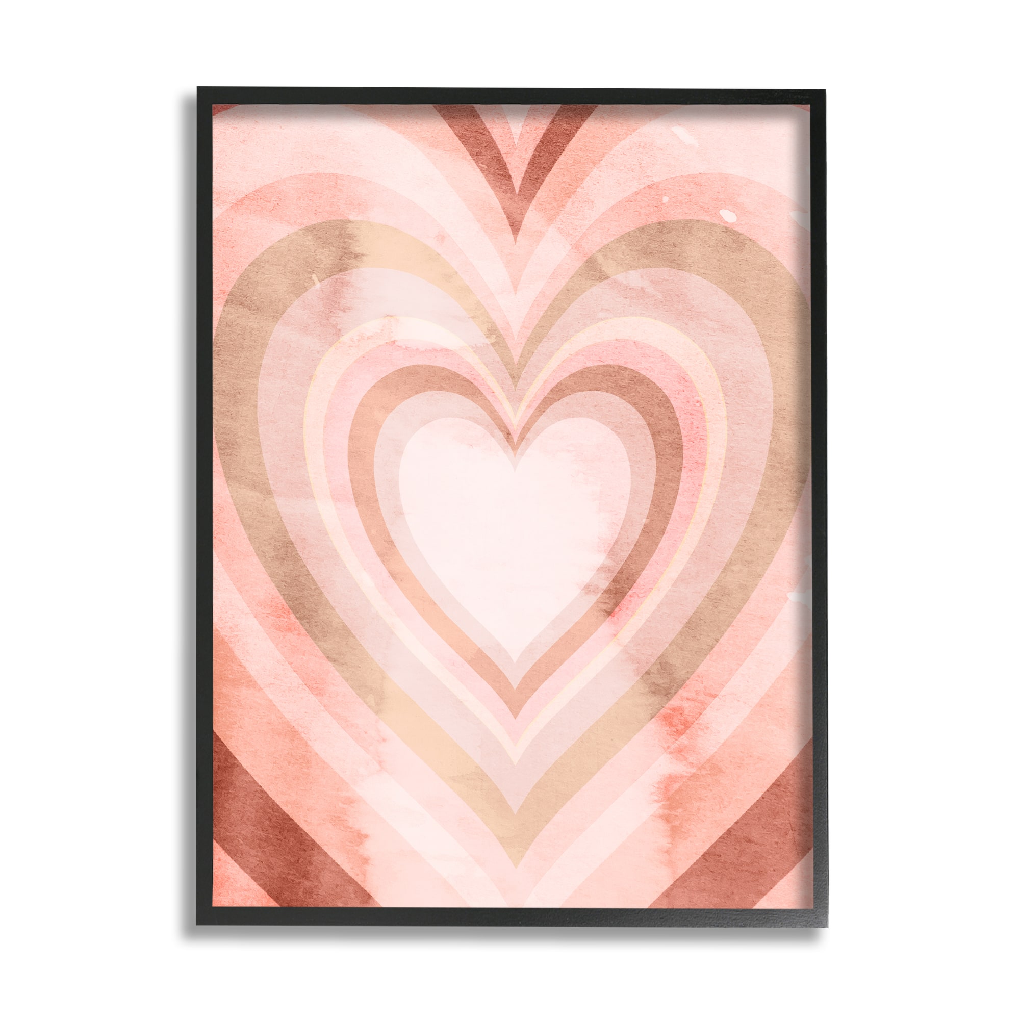 Stupell Industries Retro Pink Heart Kaleidoscopic Pop Pattern in Black Frame Wall Art
